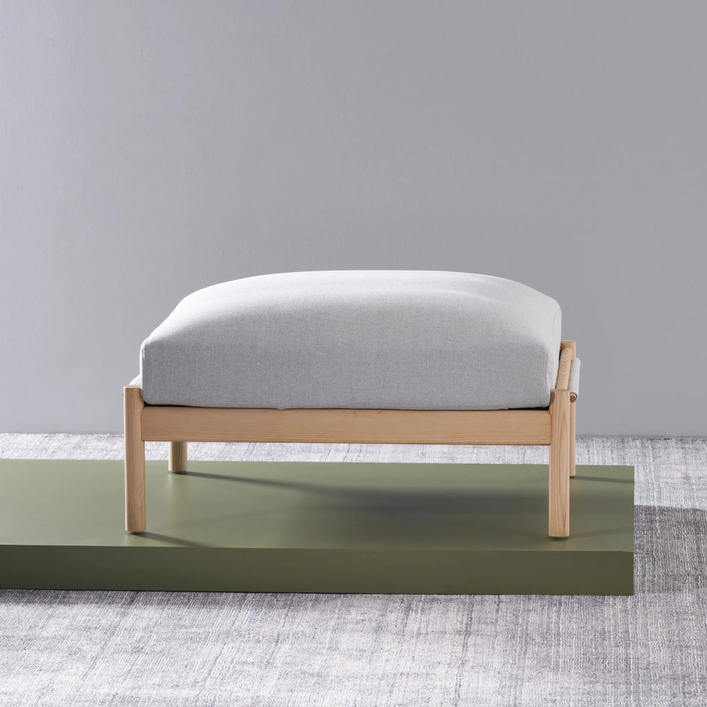 Olivia Ottoman Soft Gray Fabric Solid American Oak