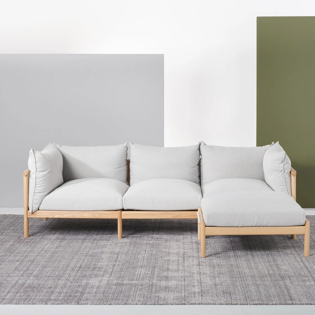 Olivia Ottoman Soft Gray Fabric Solid American Oak