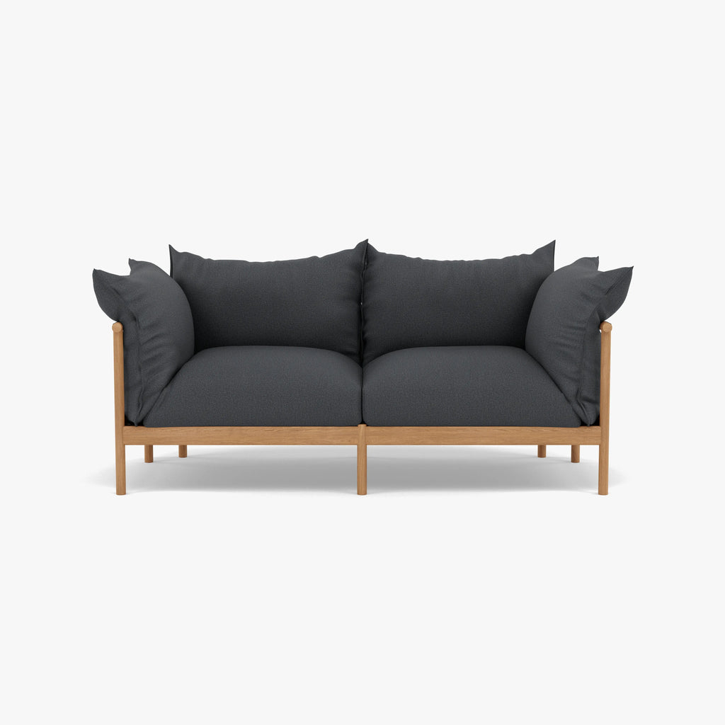 Olivia Sofa 2-Seater Granite Gray Fabric Solid American Oak