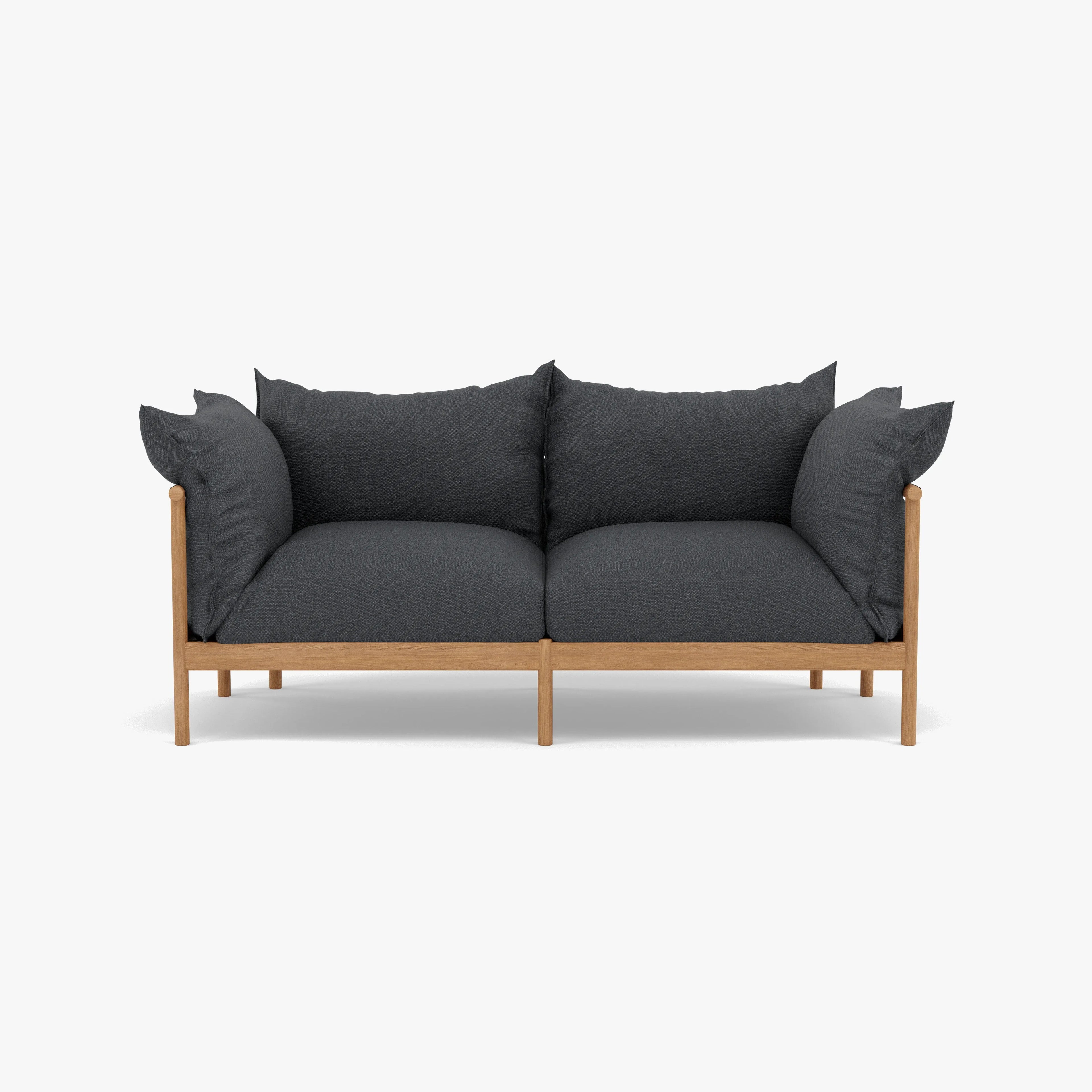 Olivia Sofa 2-Seater Granite Gray Fabric Solid American Oak
