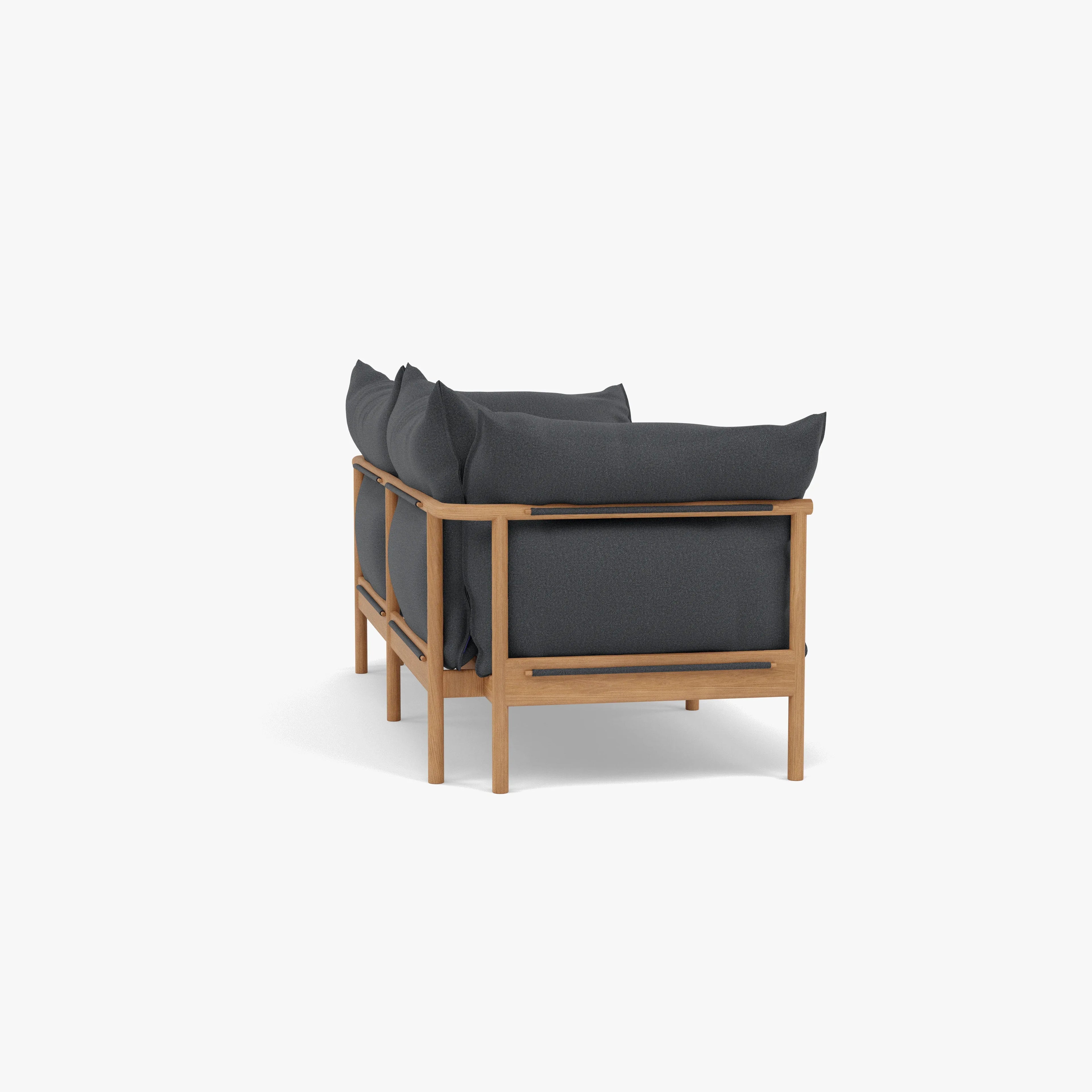 Olivia Sofa 2-Seater Granite Gray Fabric Solid American Oak