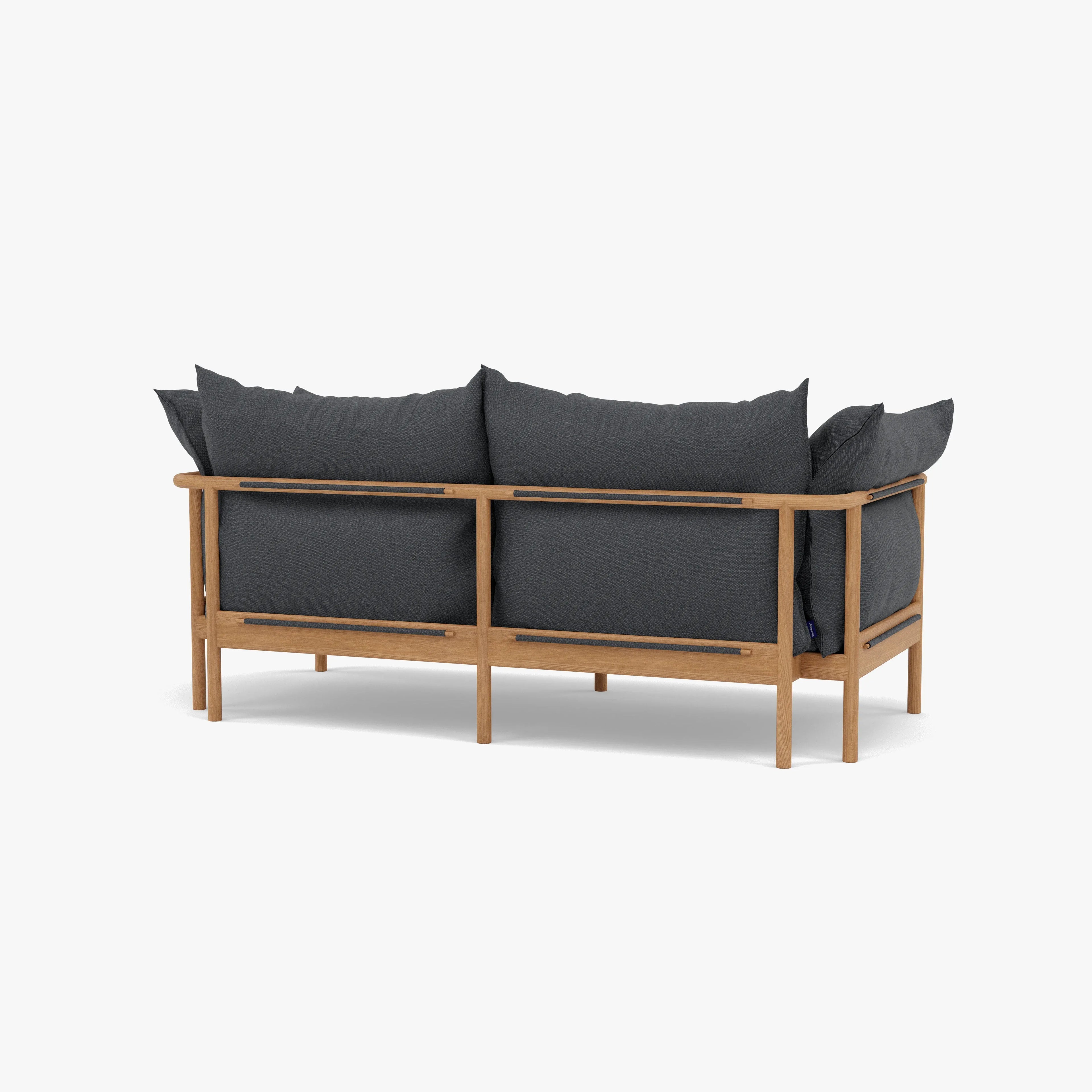 Olivia Sofa 2-Seater Granite Gray Fabric Solid American Oak