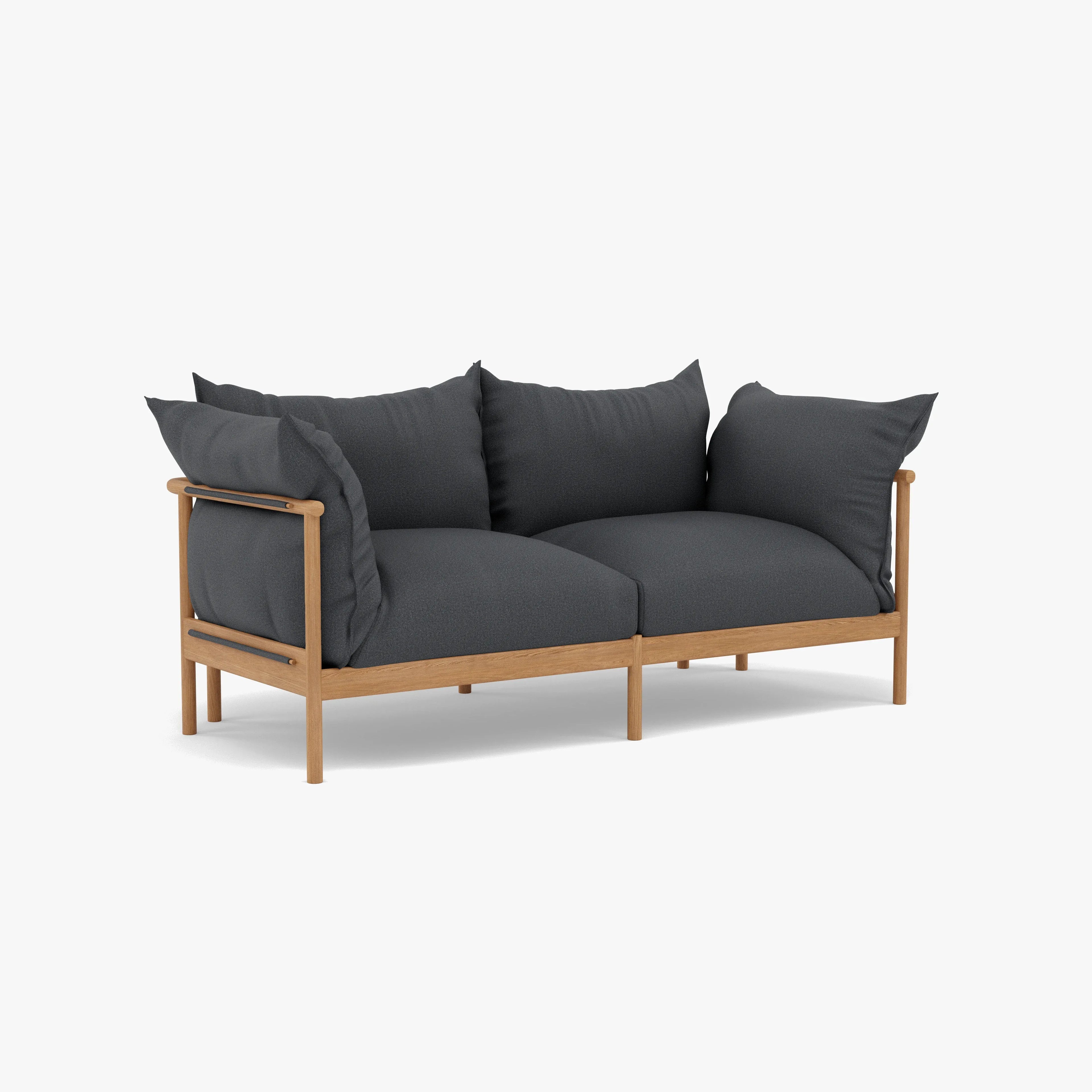 Olivia Sofa 2-Seater Granite Gray Fabric Solid American Oak