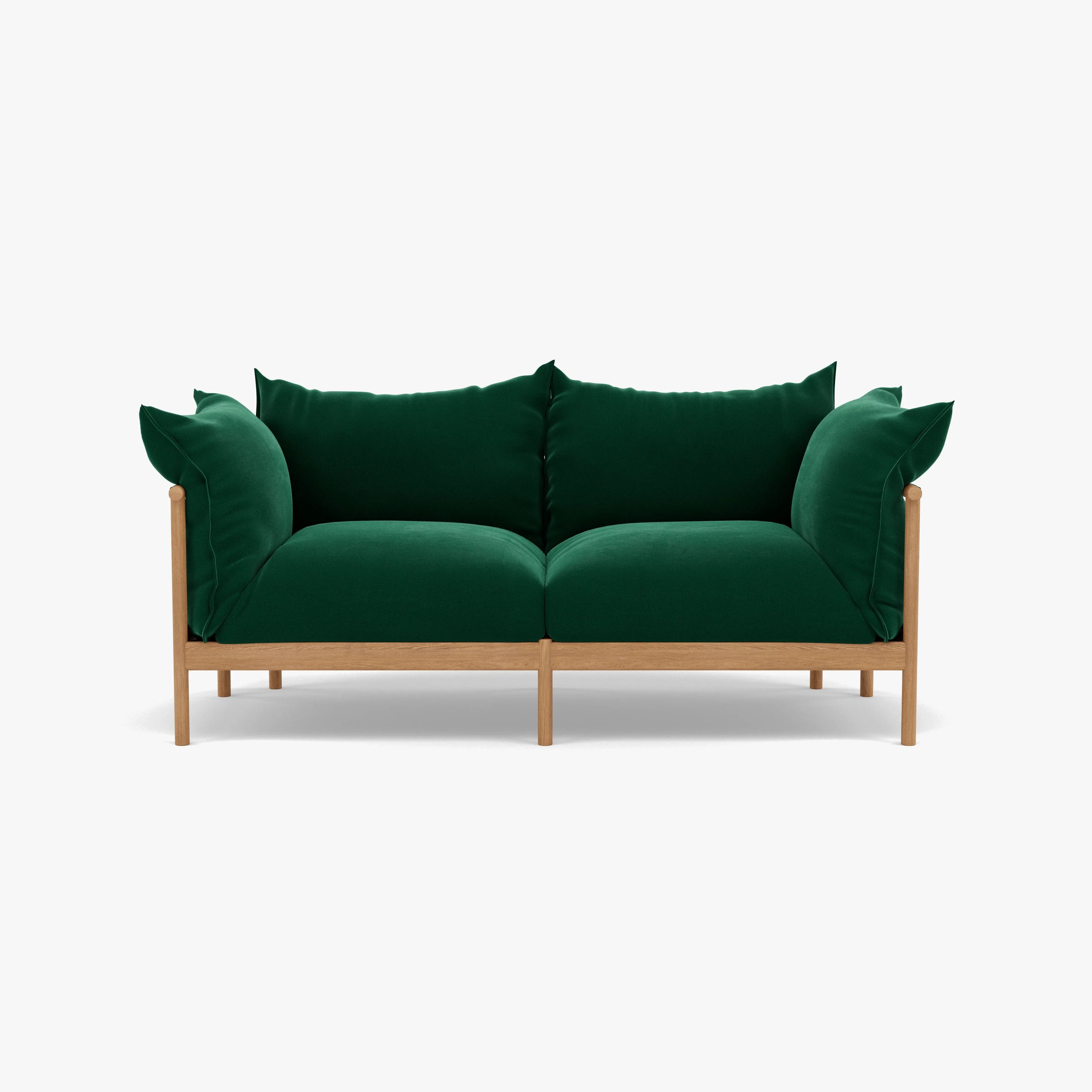 Olivia Sofa 2-Seater Racing Green Velvet Solid American Oak