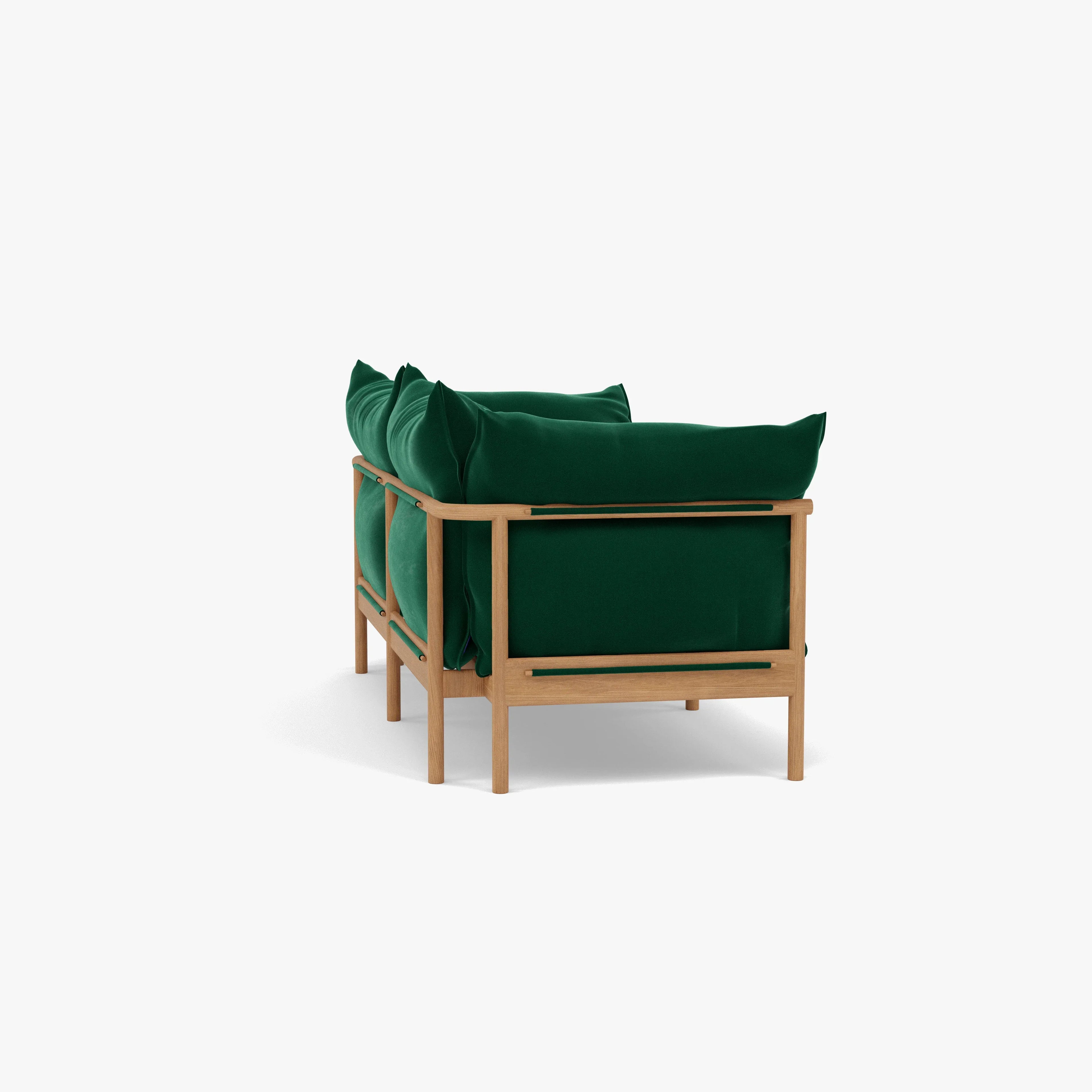 Olivia Sofa 2-Seater Racing Green Velvet Solid American Oak
