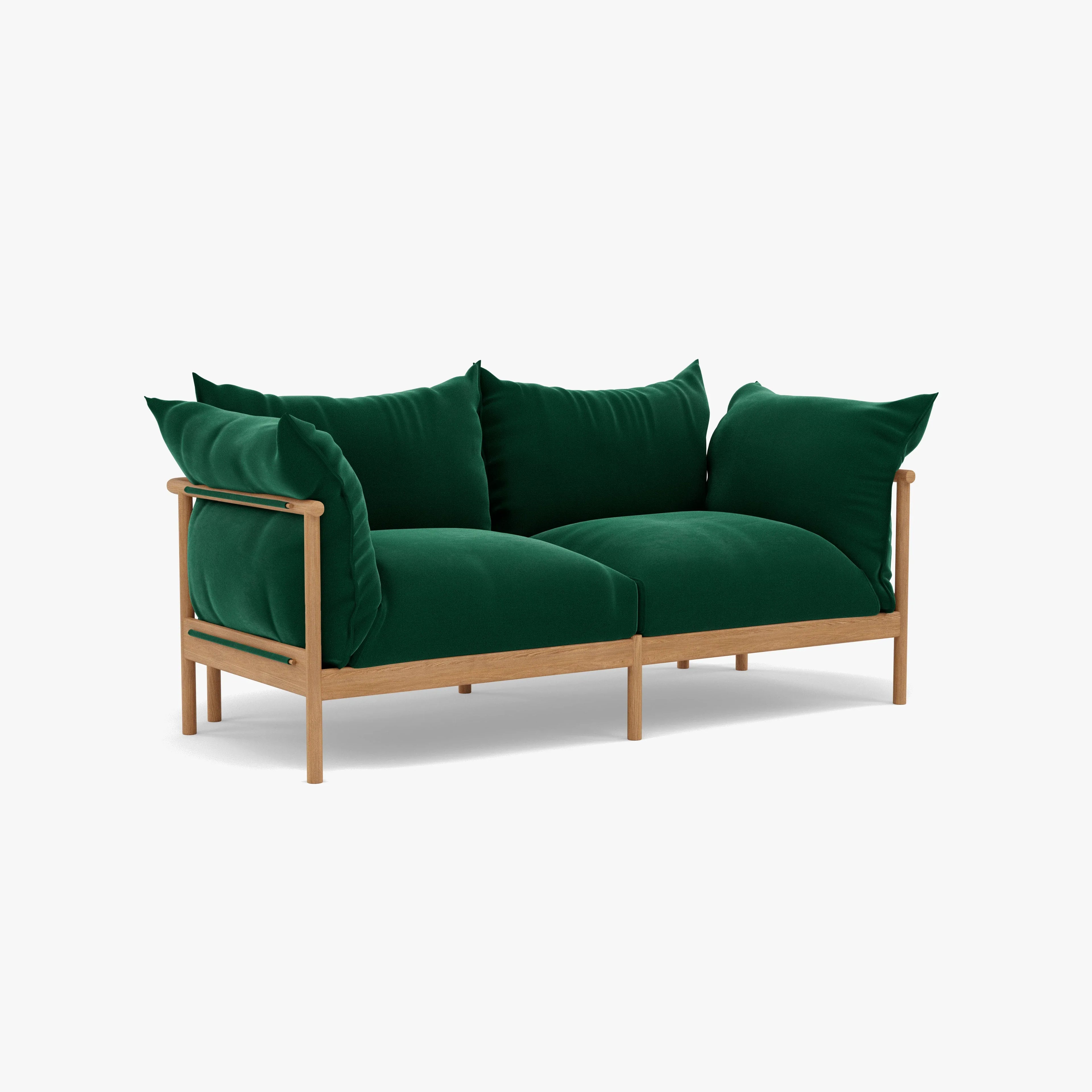 Olivia Sofa 2-Seater Racing Green Velvet Solid American Oak