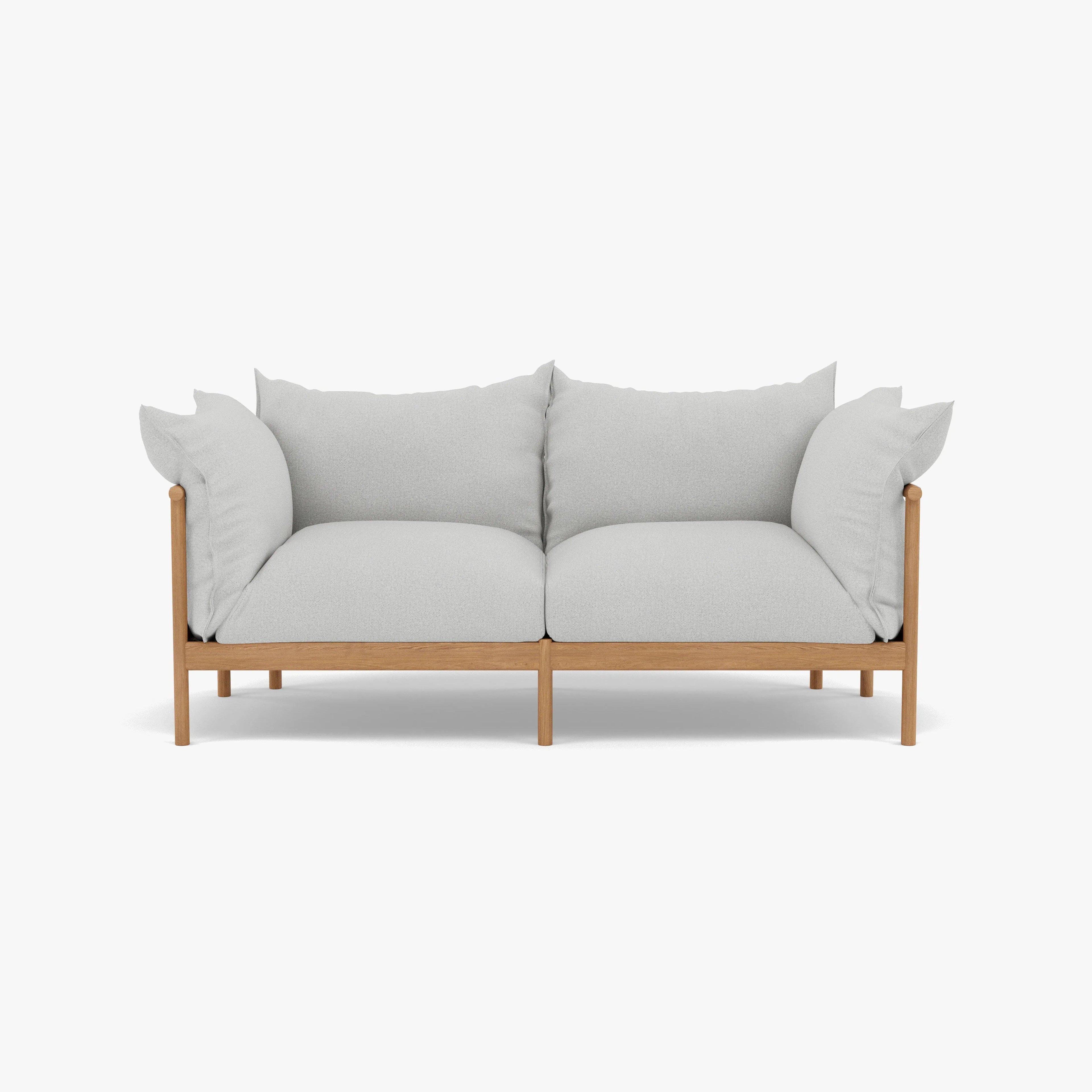 Olivia Sofa 2-Seater Soft Gray Fabric Solid American Oak