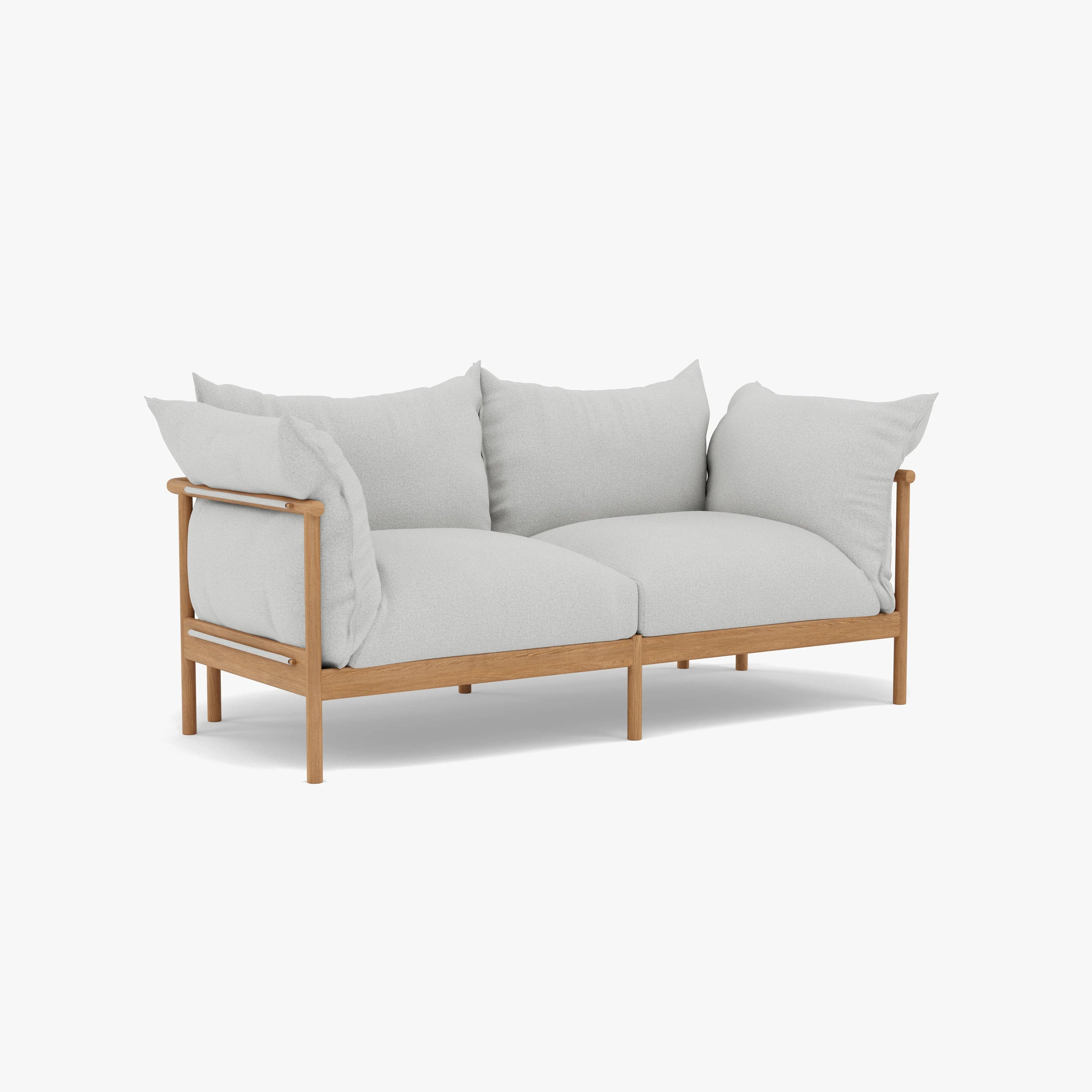Olivia Sofa 2-Seater Soft Gray Fabric Solid American Oak