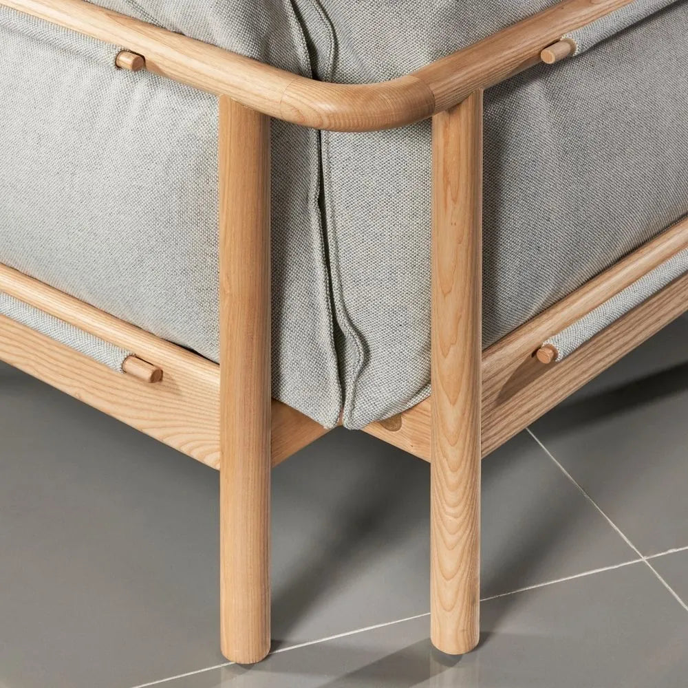 Olivia Sofa 2-Seater Soft Gray Fabric Solid American Oak
