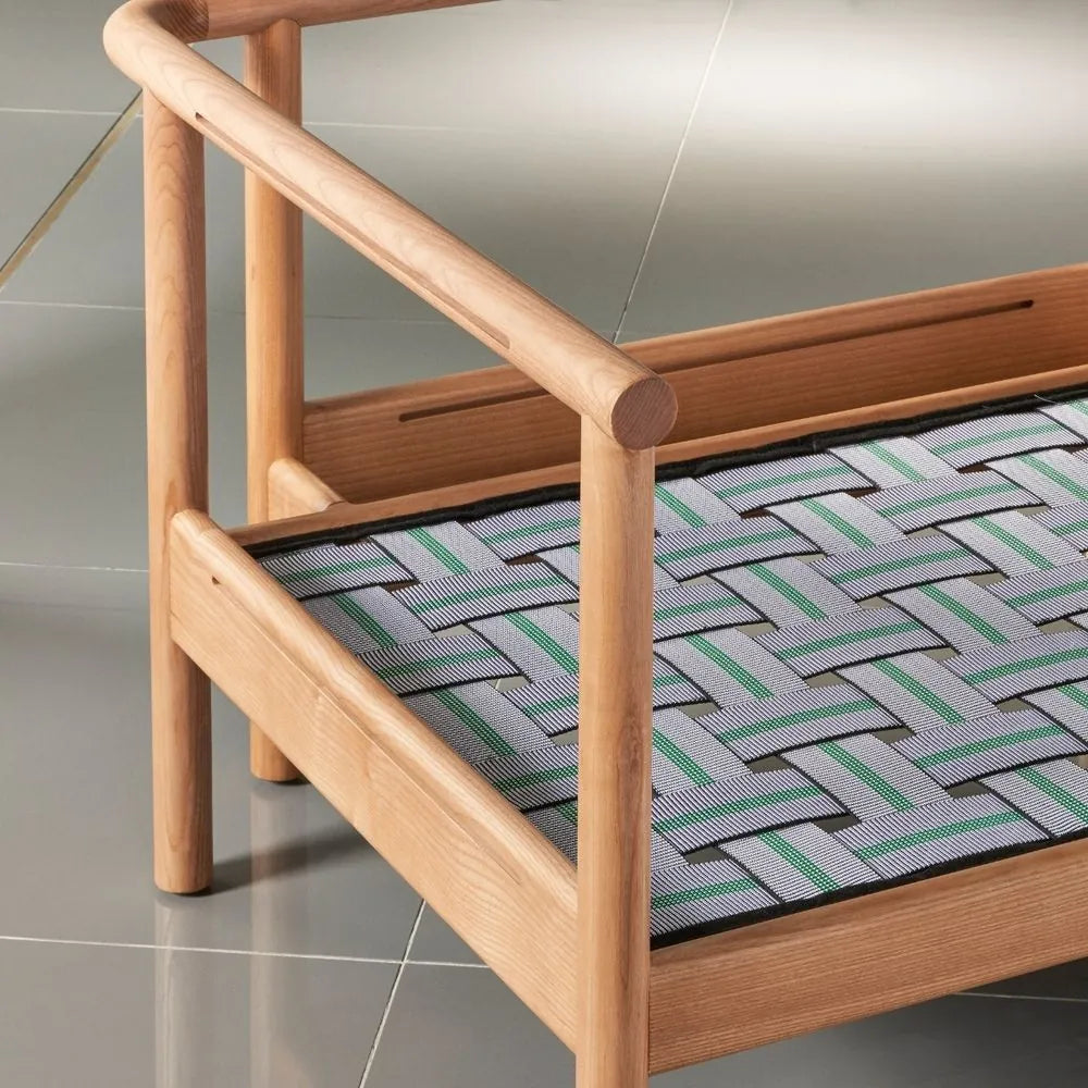 Olivia Sofa 2-Seater Soft Gray Fabric Solid American Oak