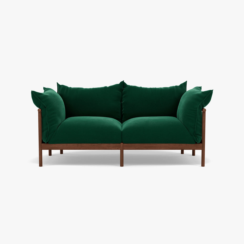 Olivia Sofa 2-Seater Racing Green Velvet Solid American Walnut