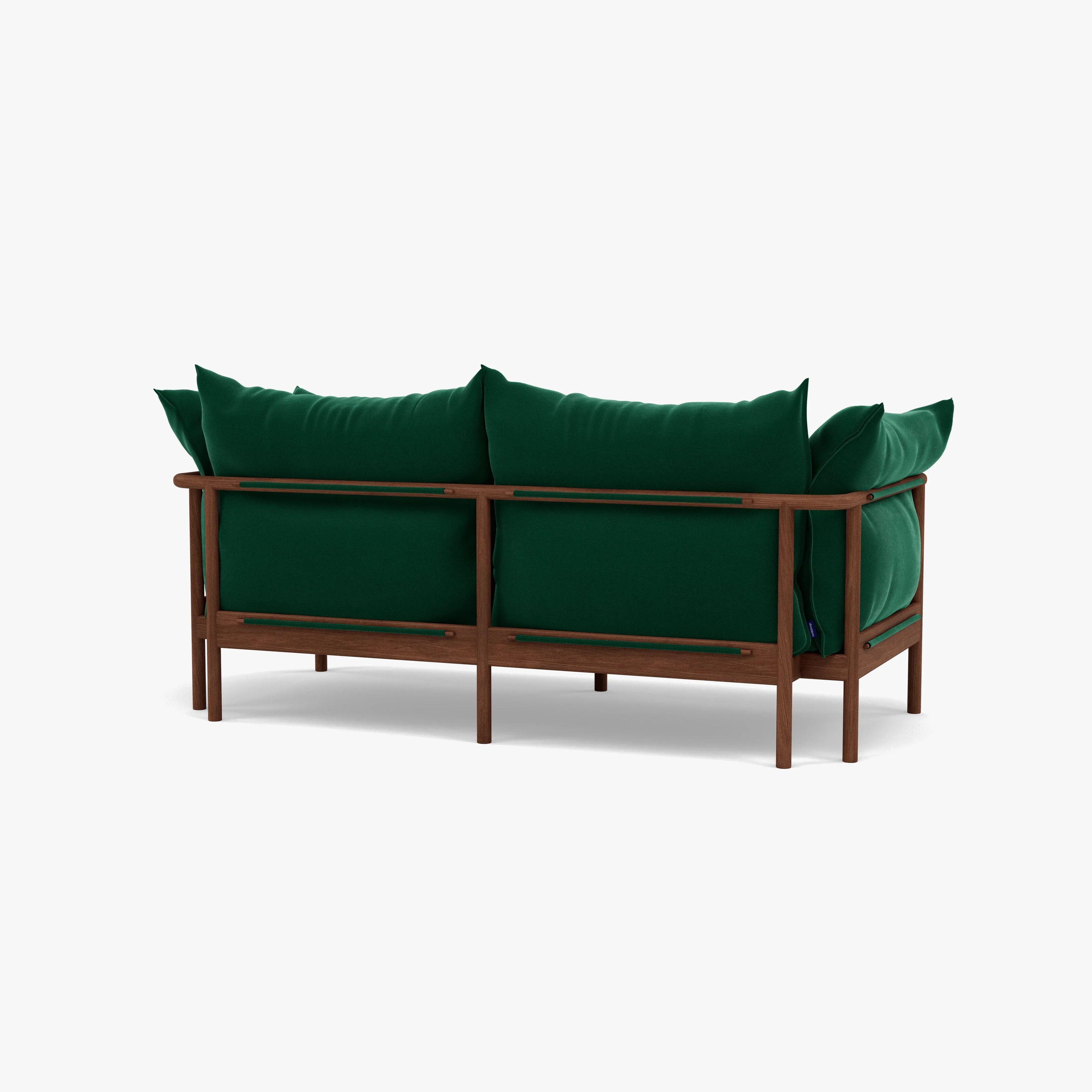 Olivia Sofa 2-Seater Racing Green Velvet Solid American Walnut