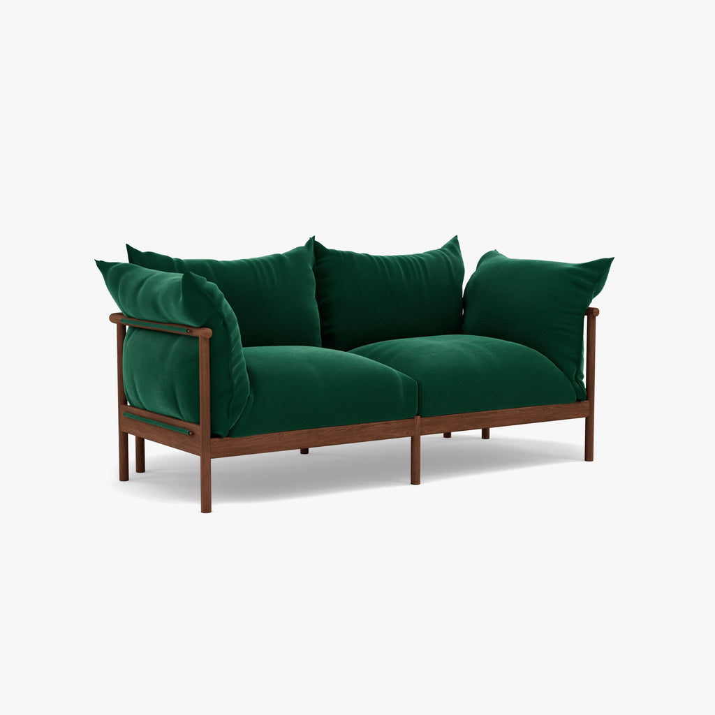 Olivia Sofa 2-Seater Racing Green Velvet Solid American Walnut