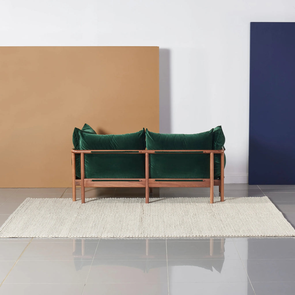 Olivia Sofa 2-Seater Racing Green Velvet Solid American Walnut