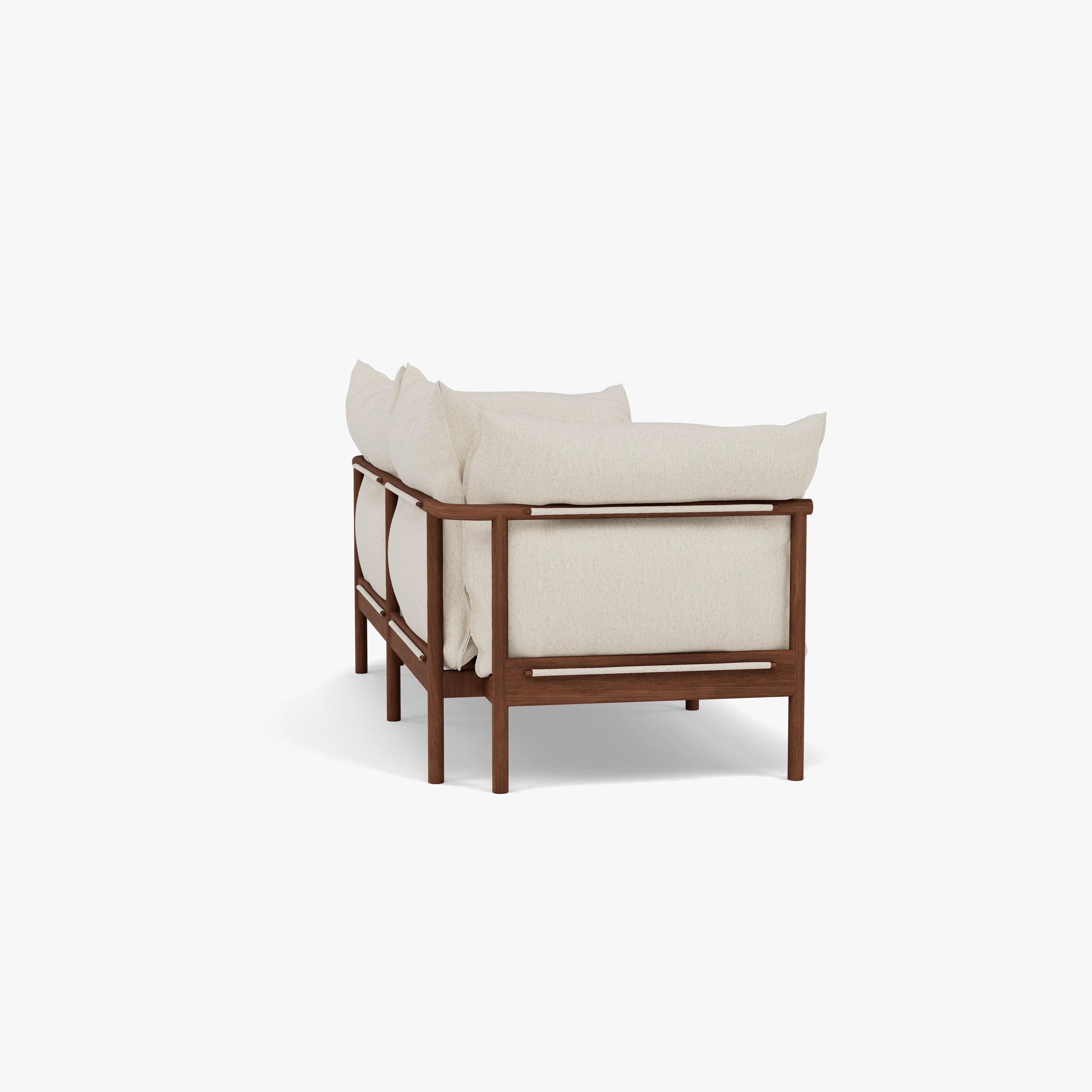 Olivia Sofa 2-Seater Sand Beige Velvet Solid American Walnut