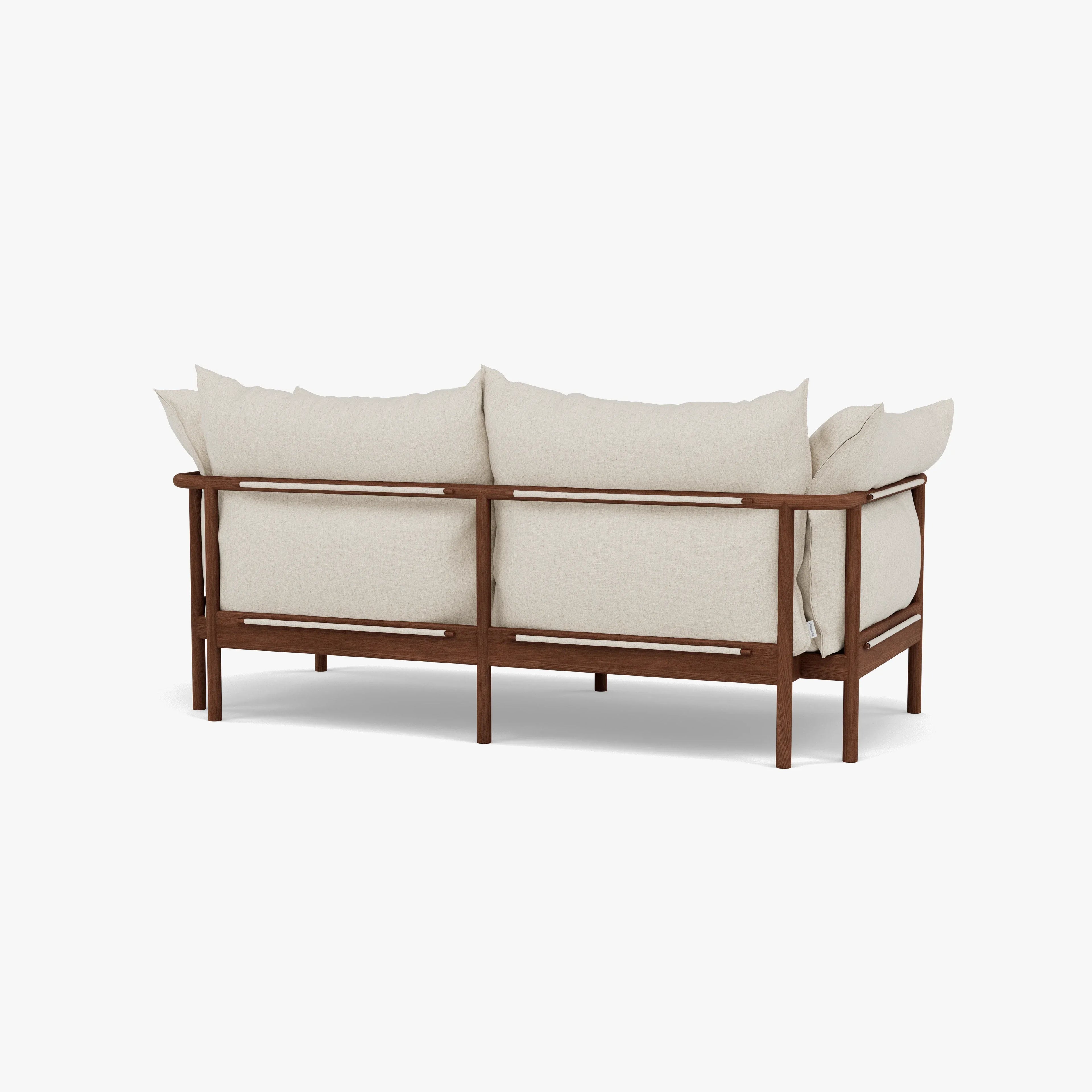 Olivia Sofa 2-Seater Sand Beige Velvet Solid American Walnut