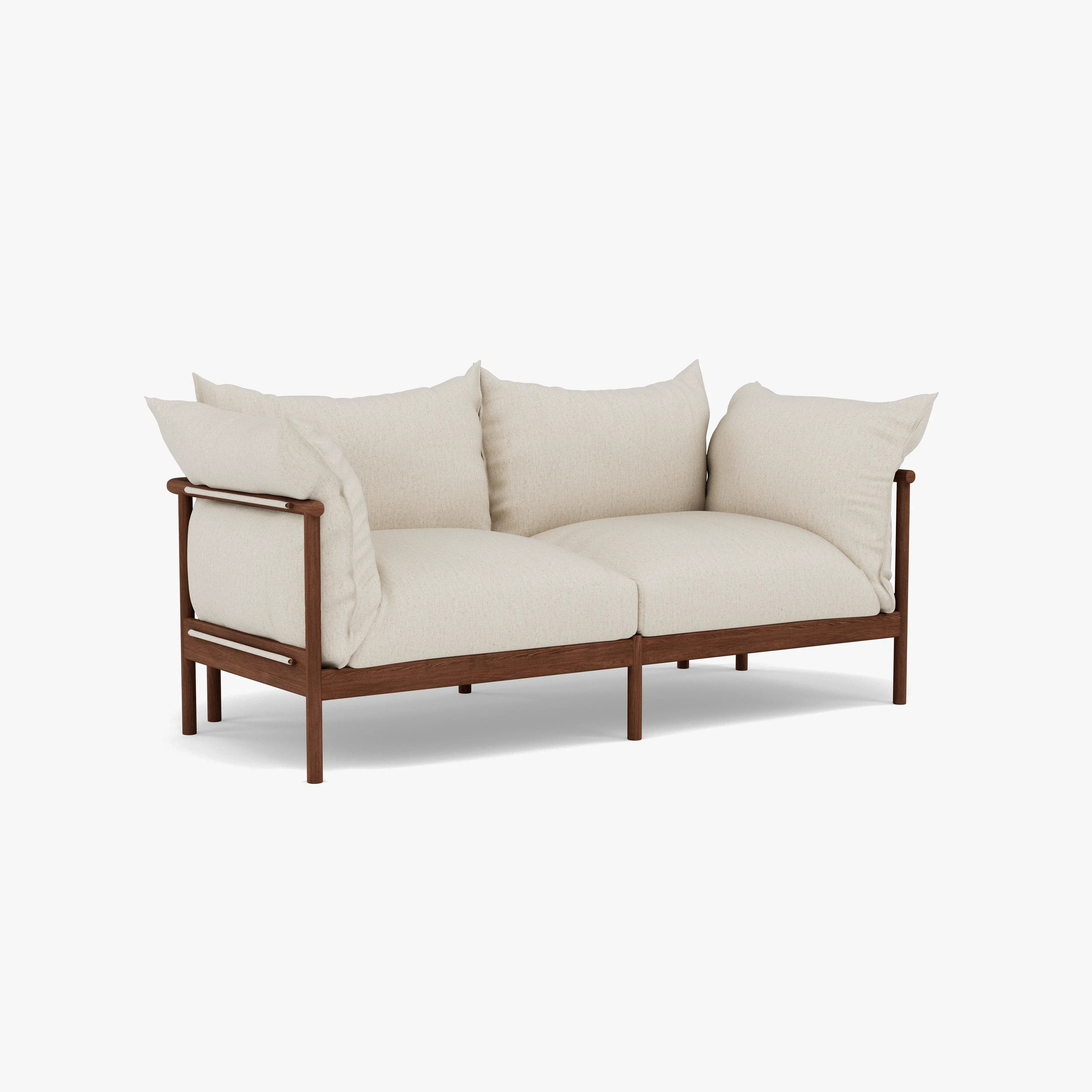 Olivia Sofa 2-Seater Sand Beige Velvet Solid American Walnut