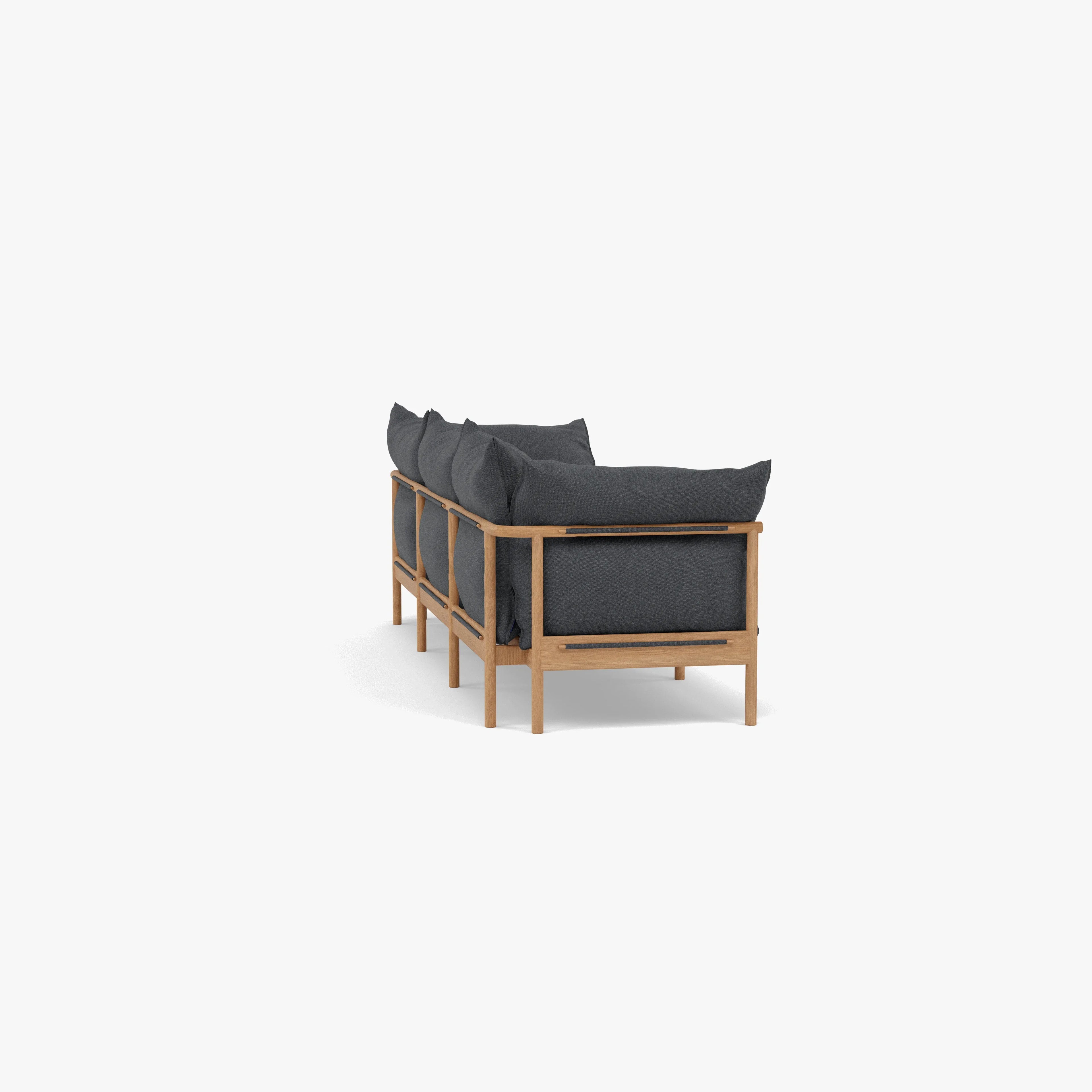 Olivia Sofa 3-Seater Granite Gray Fabric Solid American Oak