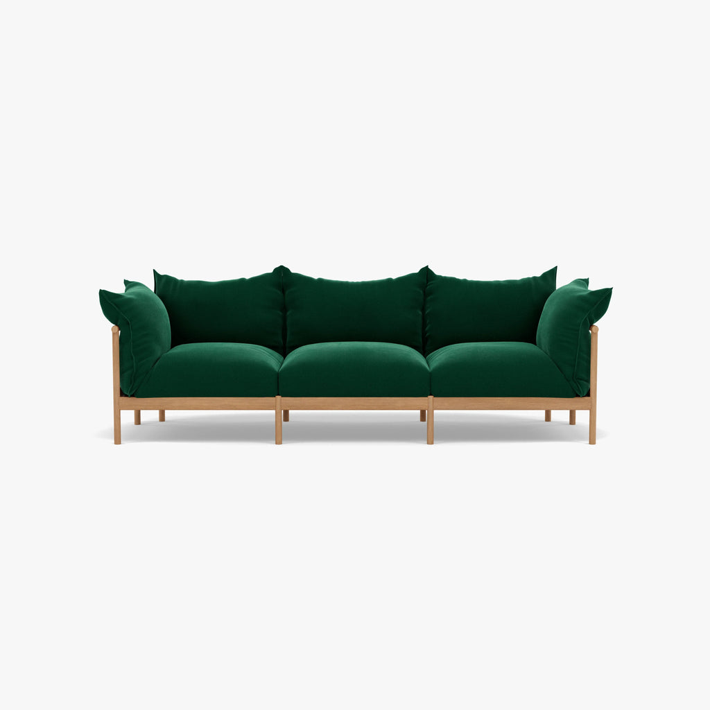 Olivia Sofa 3-Seater Racing Green Velvet Solid American Oak