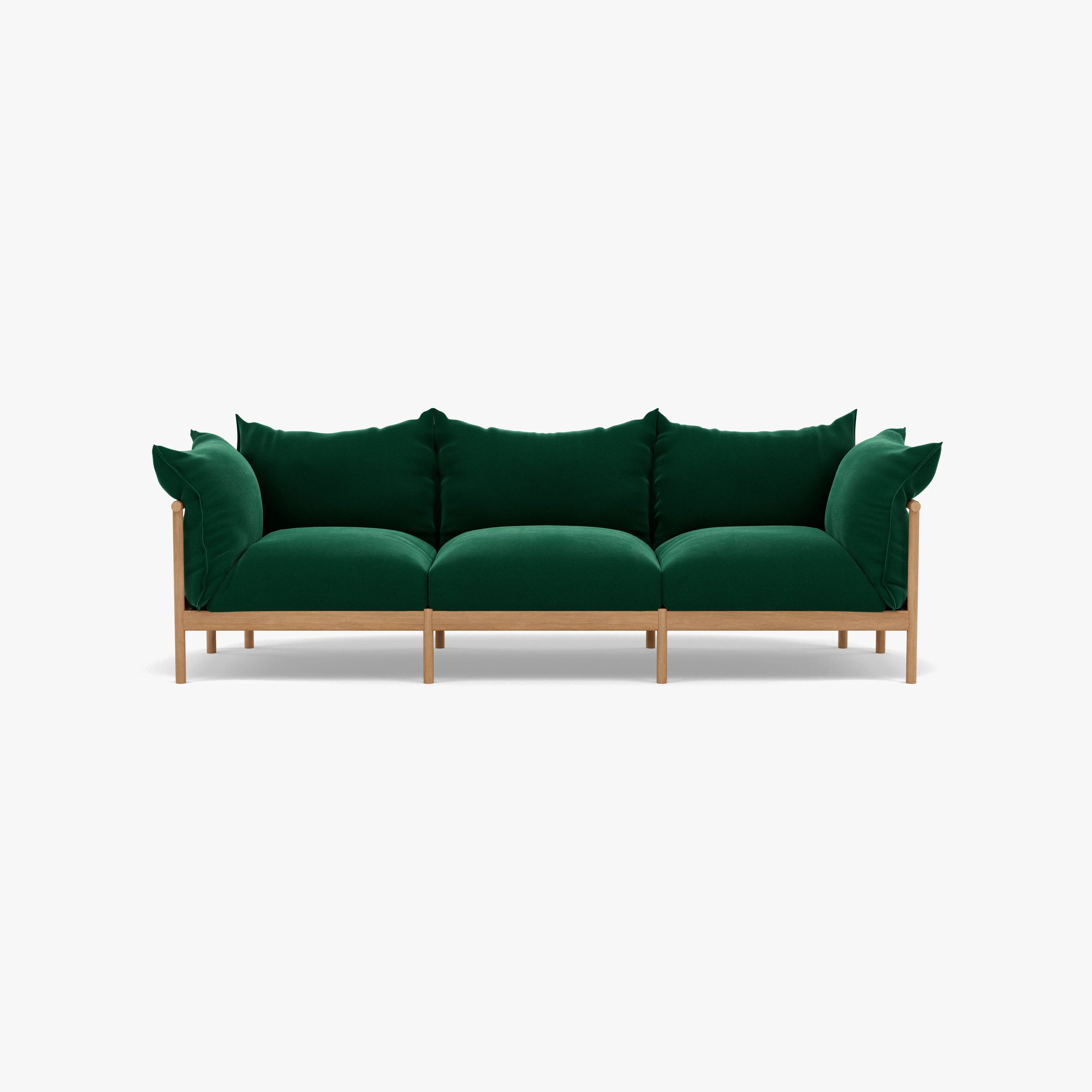 Olivia Sofa 3-Seater Racing Green Velvet Solid American Oak
