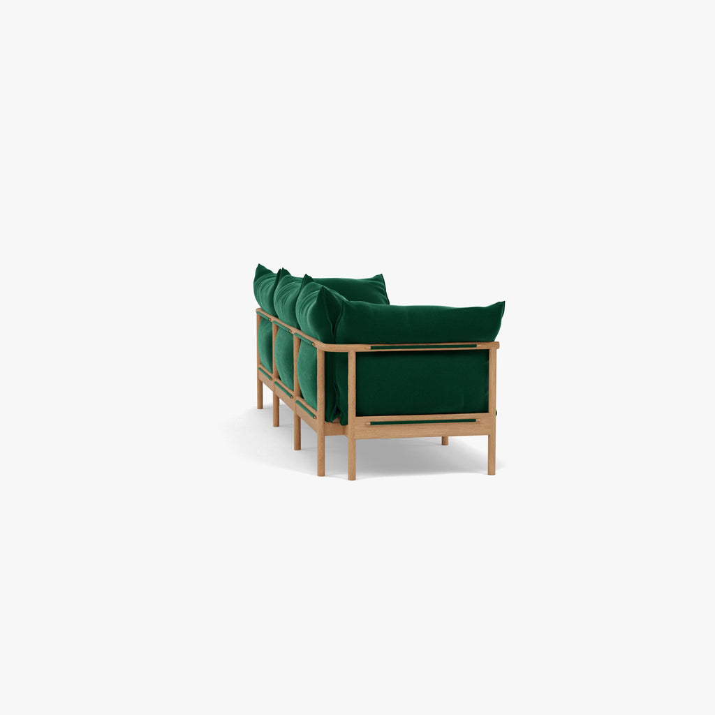 Olivia Sofa 3-Seater Racing Green Velvet Solid American Oak