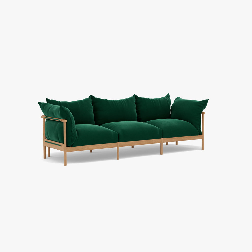 Olivia Sofa 3-Seater Racing Green Velvet Solid American Oak
