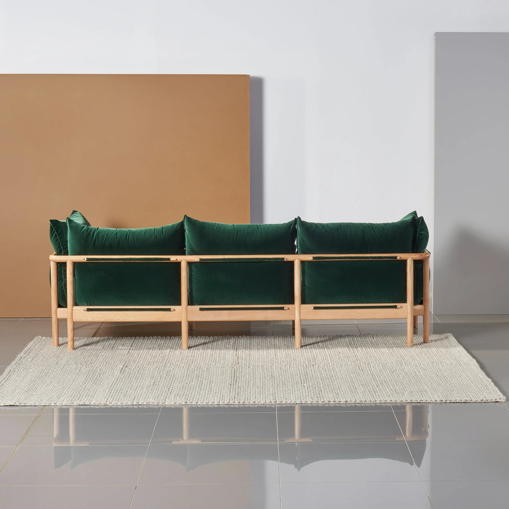 Olivia Sofa 3-Seater Racing Green Velvet Solid American Oak