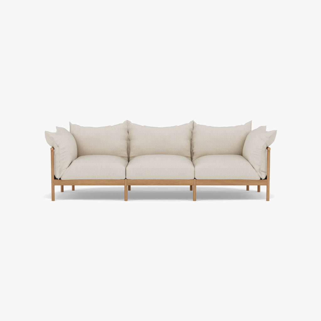 Olivia Sofa 3-Seater Sand Beige Velvet Solid American Oak