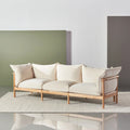 Olivia Sofa 3-Seater Sand Beige Velvet Solid American Oak