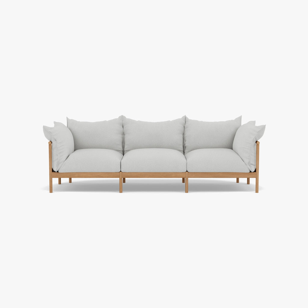 Olivia Sofa 3-Seater Soft Gray Fabric Solid American Oak
