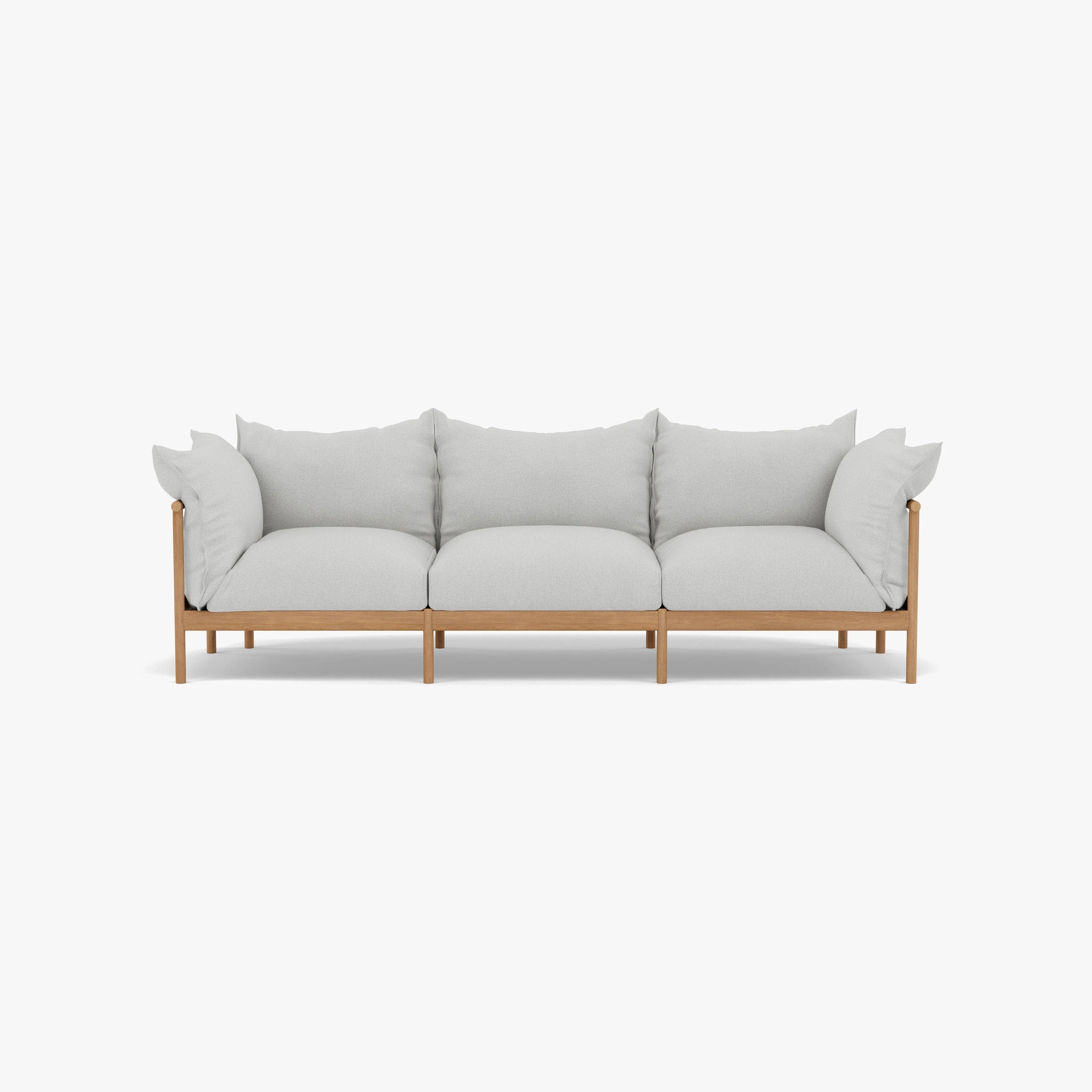Olivia Sofa 3-Seater Soft Gray Fabric Solid American Oak