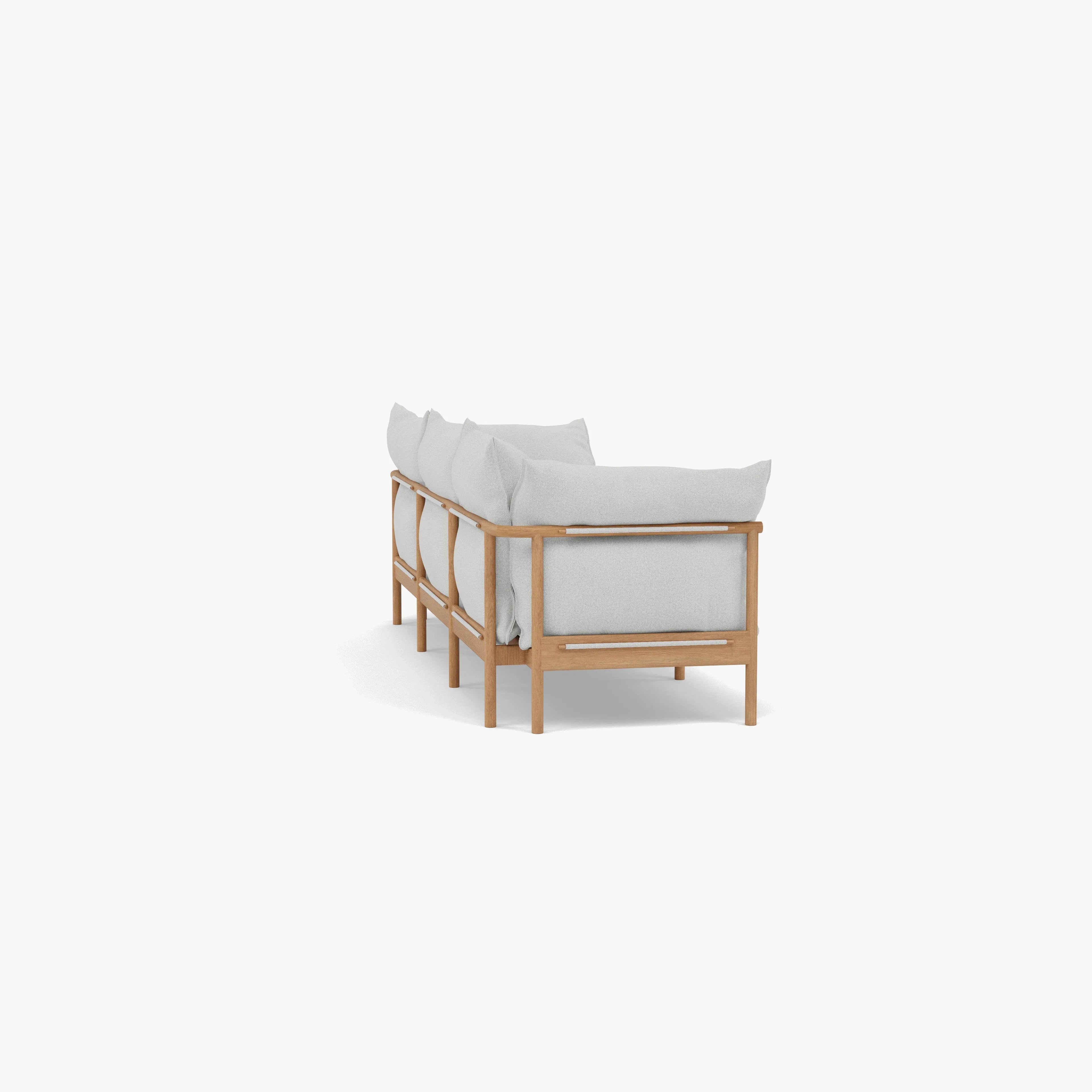 Olivia Sofa 3-Seater Soft Gray Fabric Solid American Oak