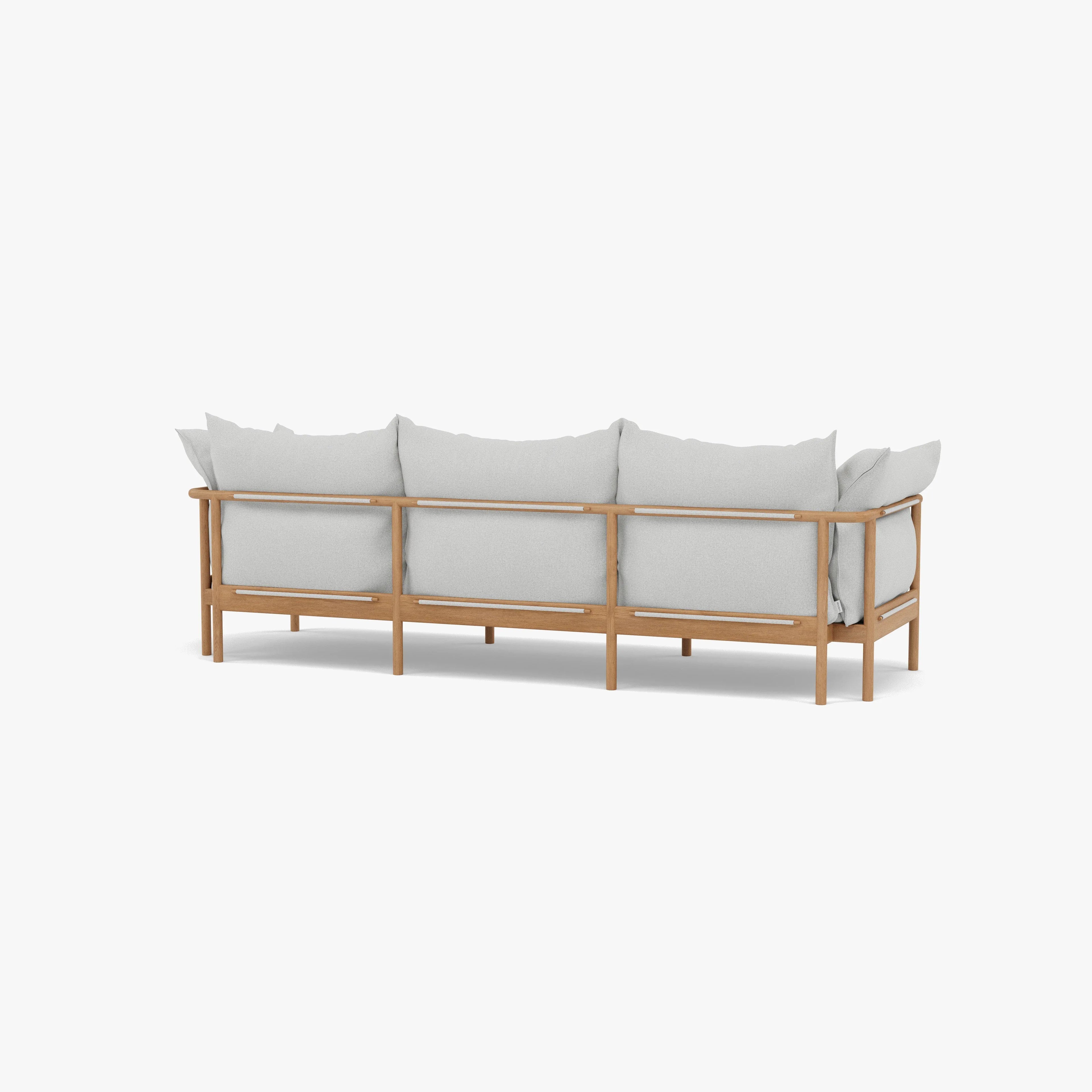 Olivia Sofa 3-Seater Soft Gray Fabric Solid American Oak