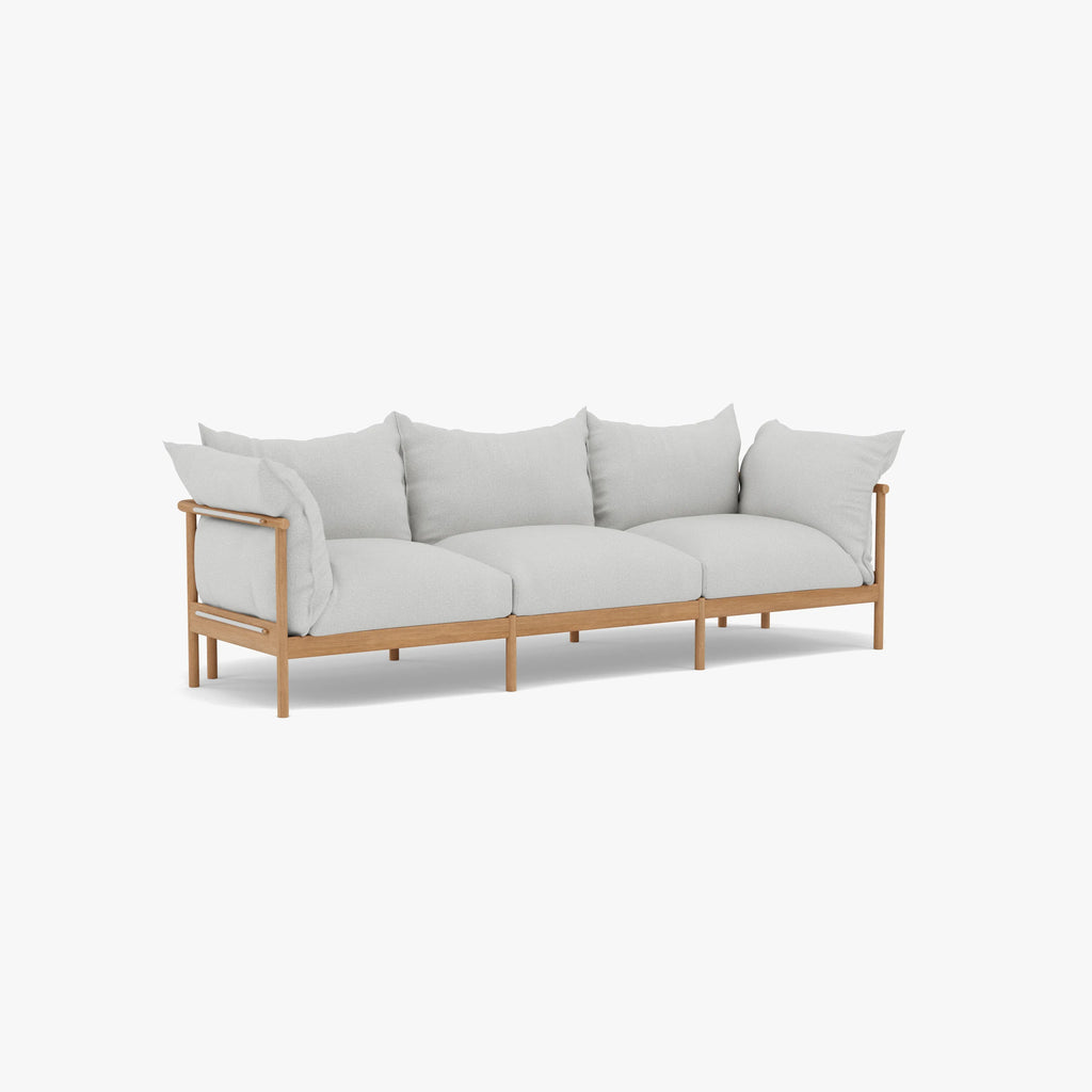 Olivia Sofa 3-Seater Soft Gray Fabric Solid American Oak
