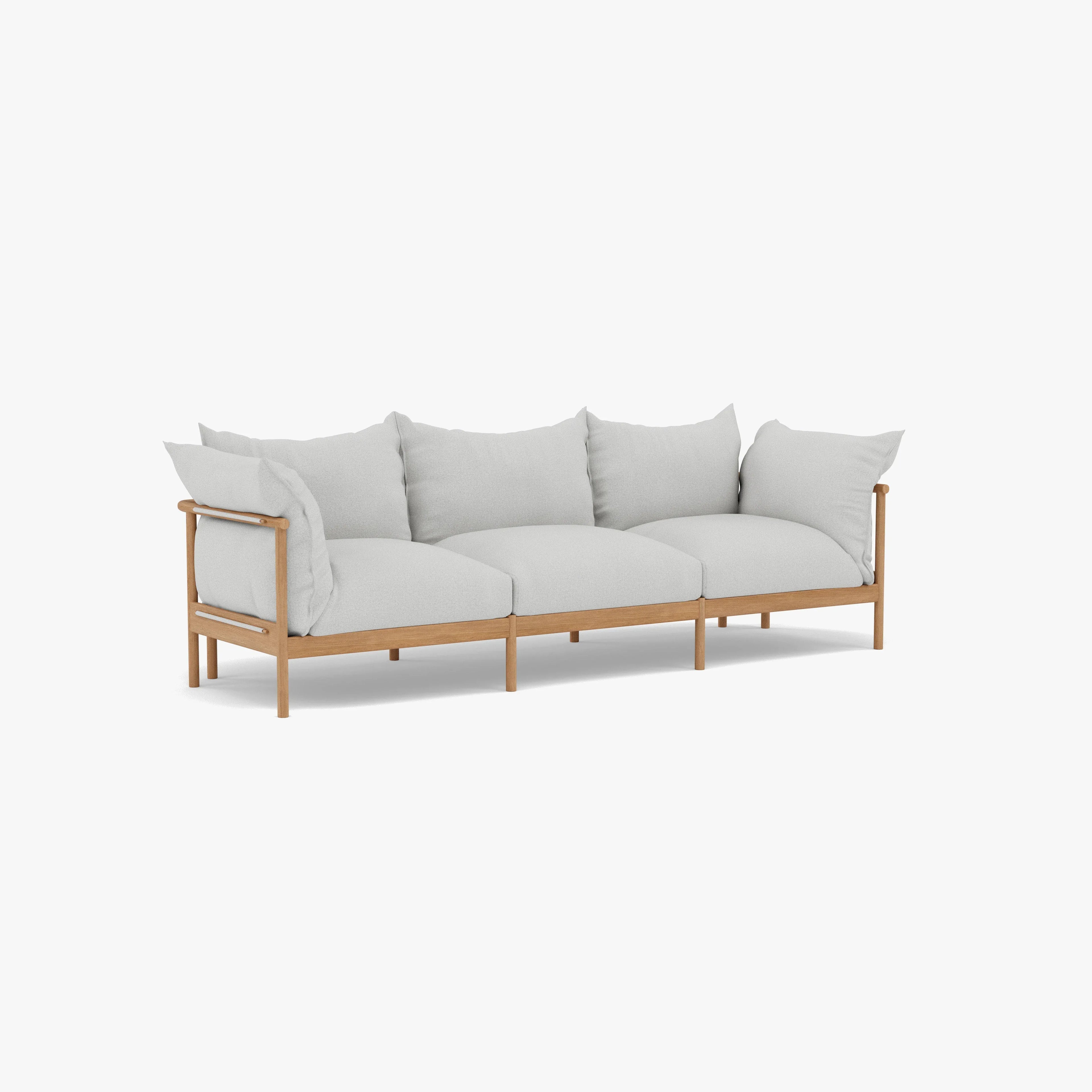 Olivia Sofa 3-Seater Soft Gray Fabric Solid American Oak
