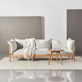 Olivia Sofa 3-Seater Soft Gray Fabric Solid American Oak