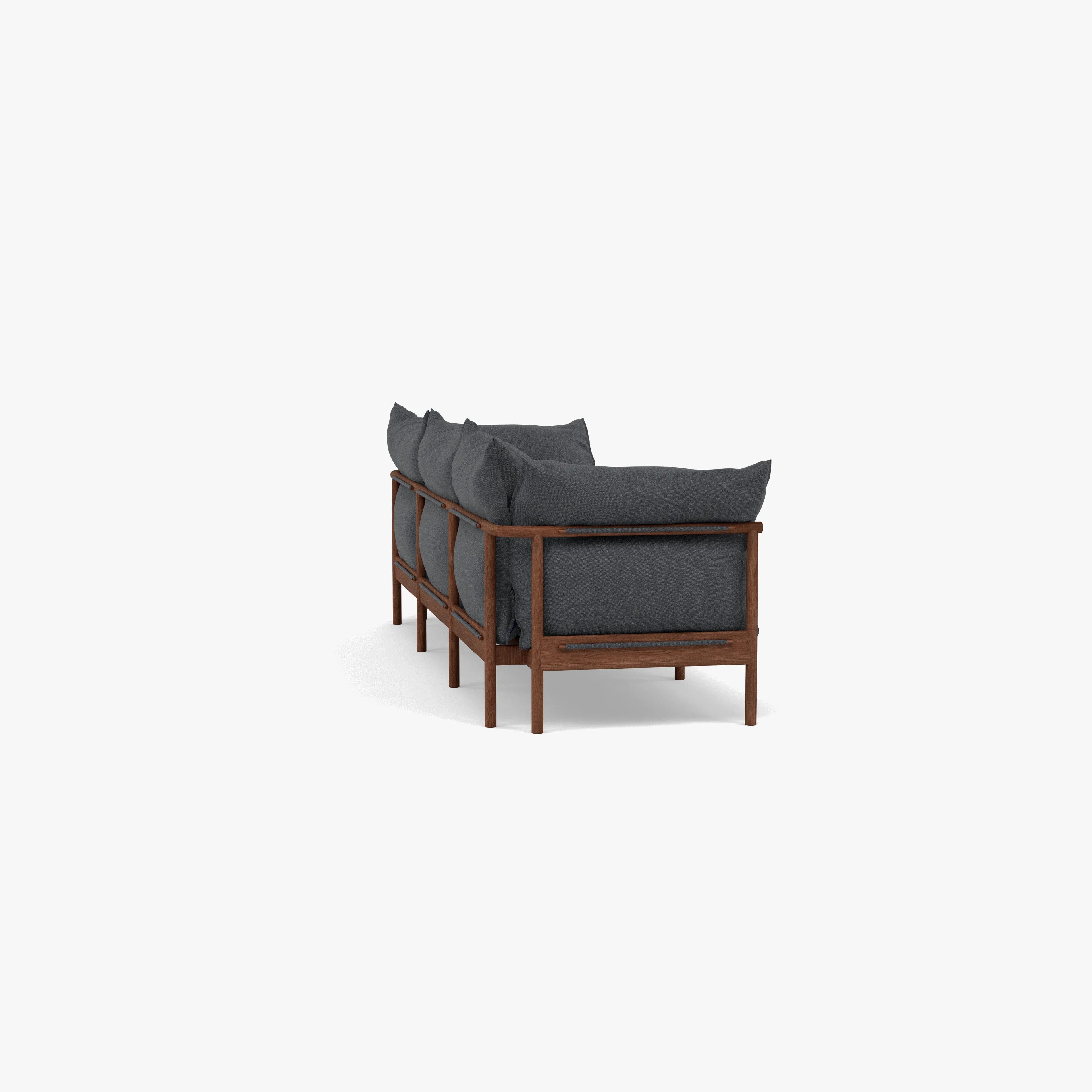 Olivia Sofa 3-Seater Granite Gray Fabric Solid American Walnut