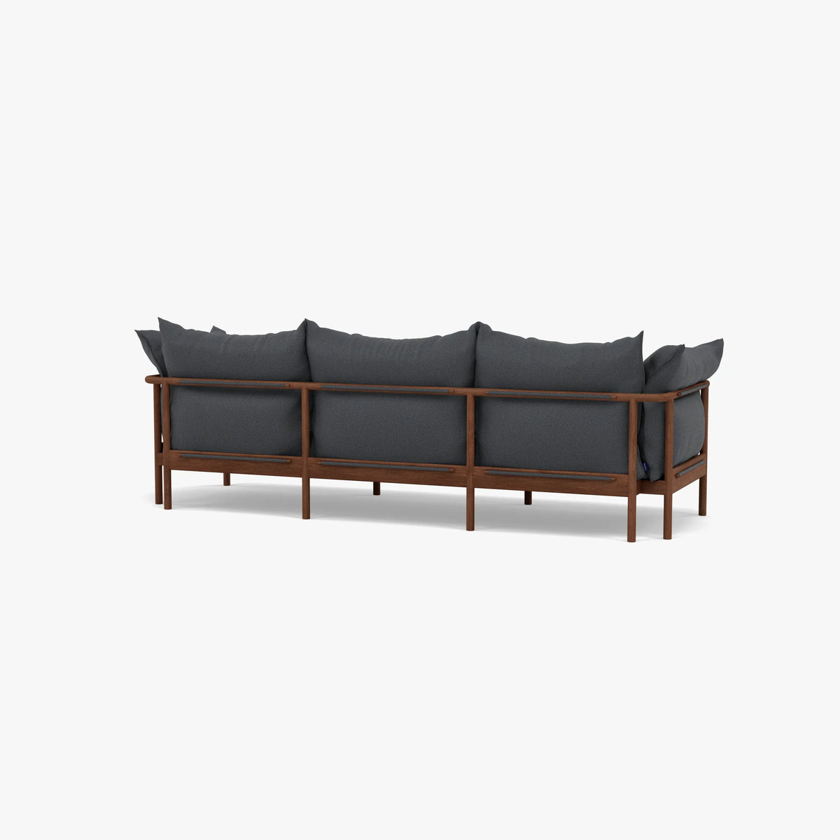 Olivia Sofa 3-Seater Granite Gray Fabric Solid American Walnut