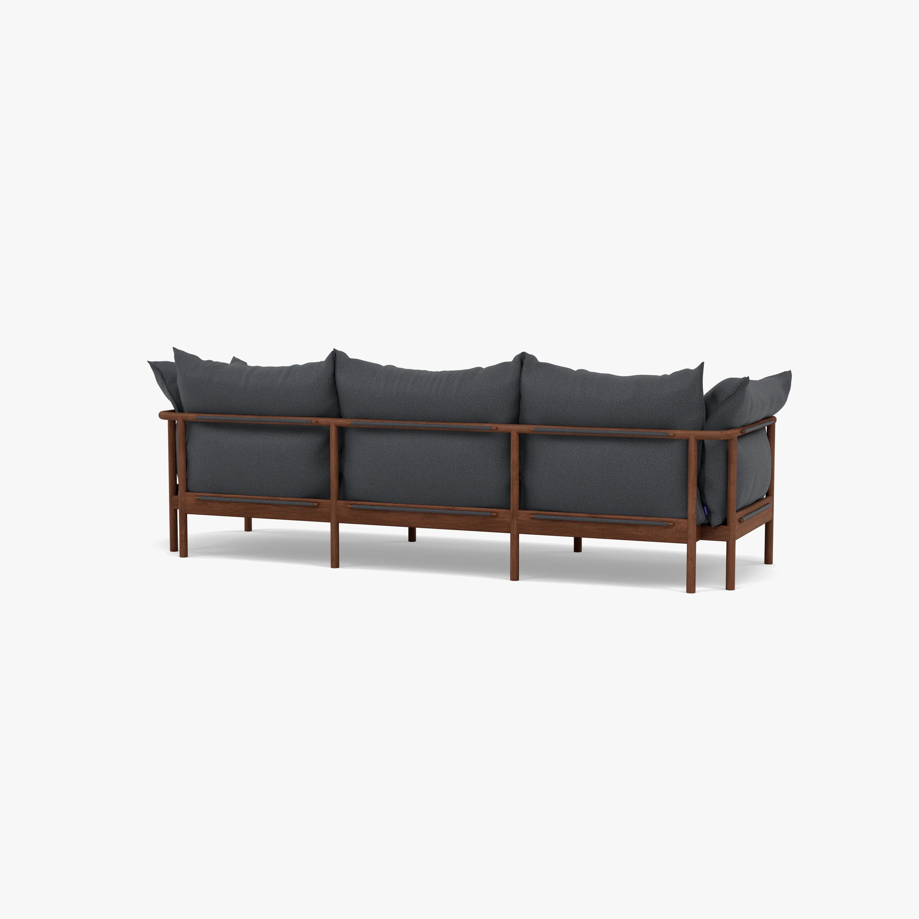Olivia Sofa 3-Seater Granite Gray Fabric Solid American Walnut