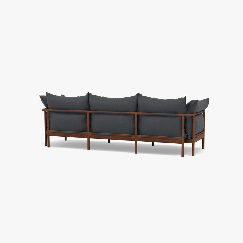 Olivia Sofa 3-Seater Granite Gray Fabric Solid American Walnut