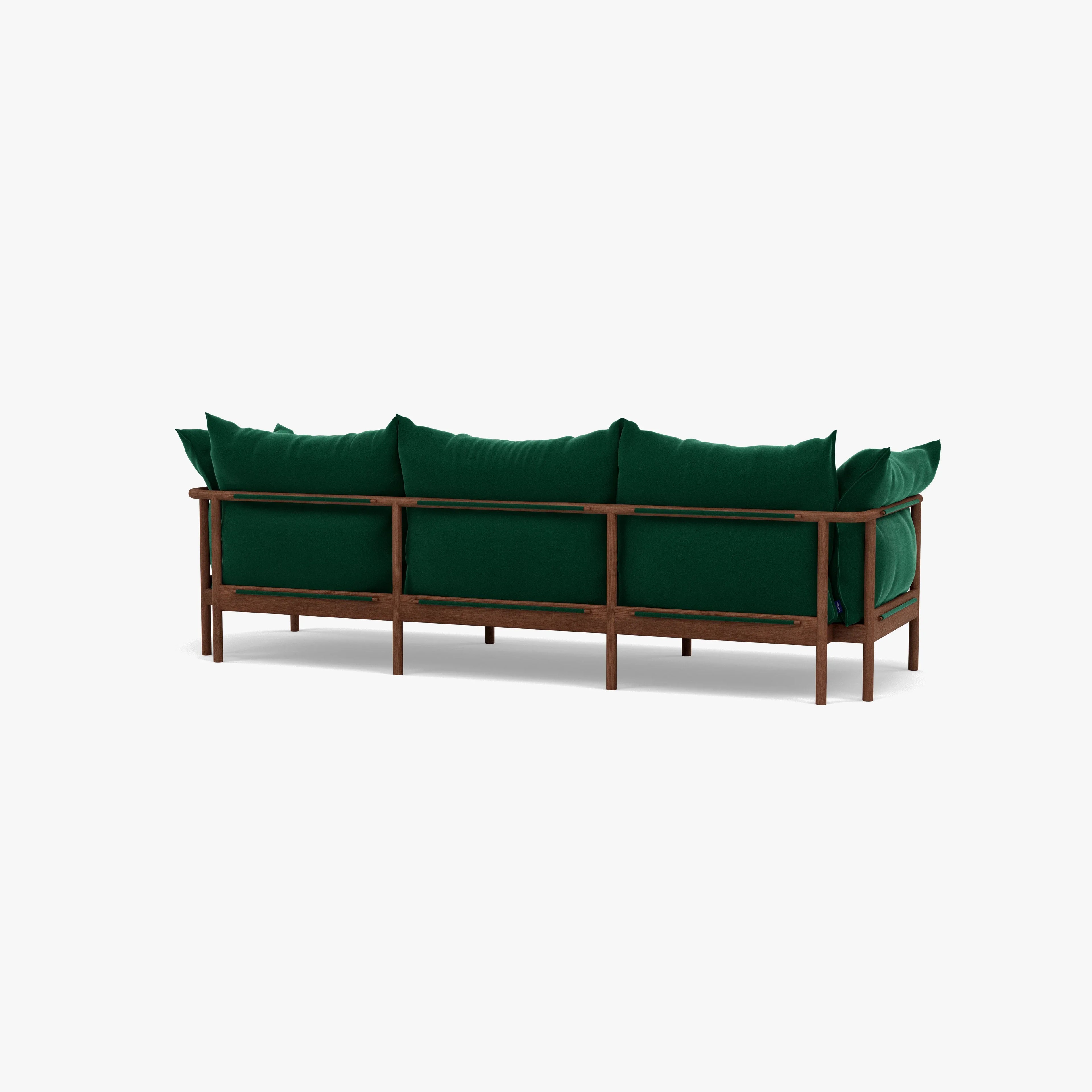 Olivia Sofa 3-Seater Racing Green Velvet Solid American Walnut