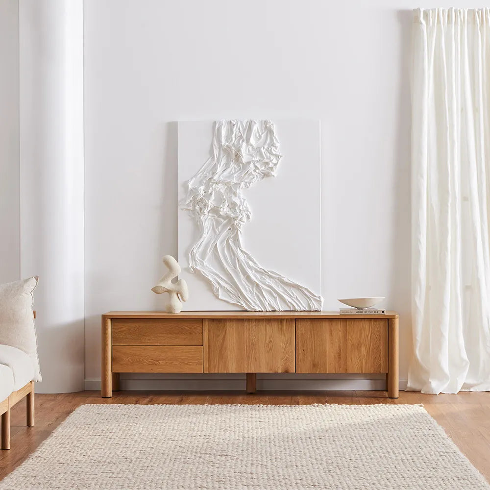 Olivia TV and Media Console 71" x 18" Solid American Oak