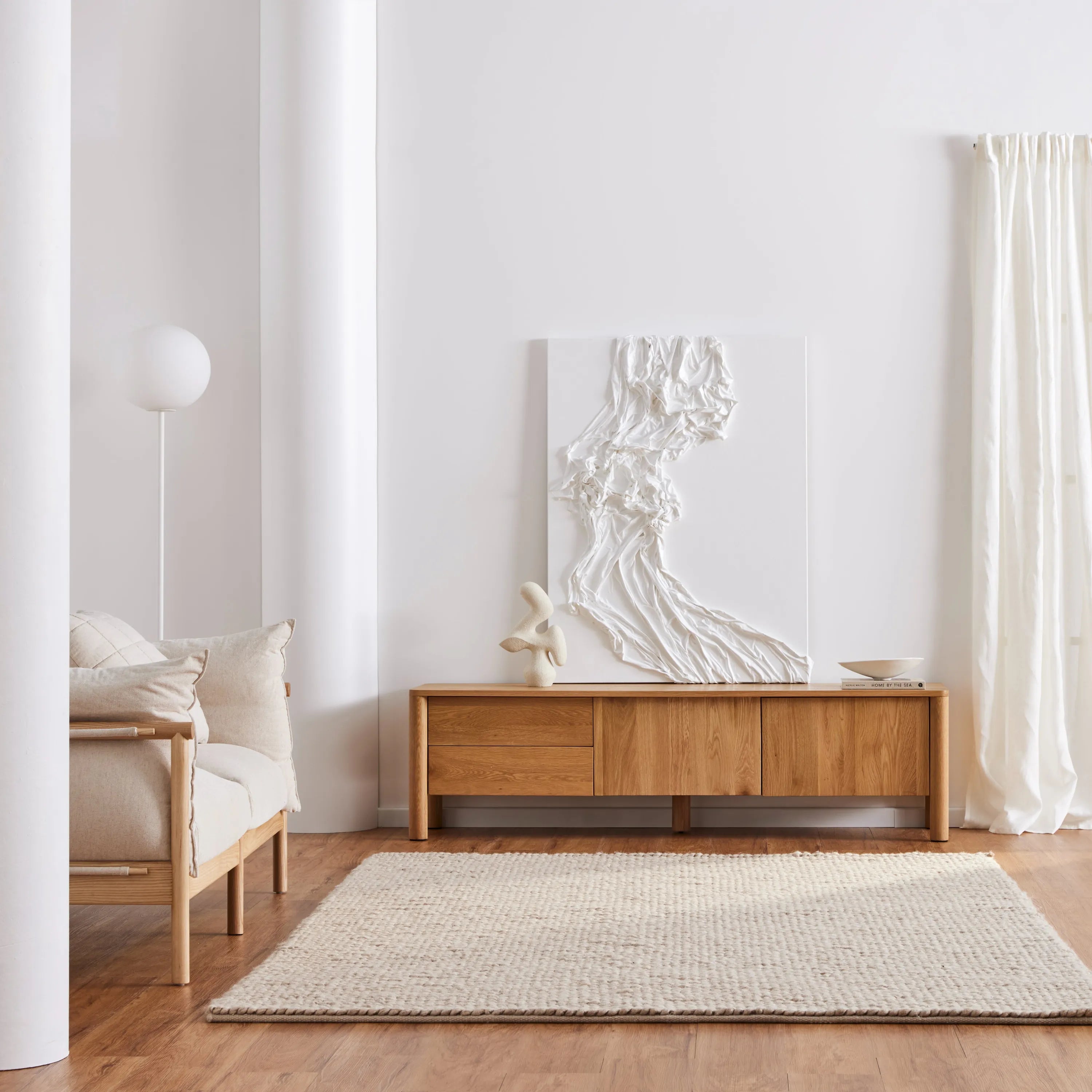 Olivia TV and Media Console 71" x 18" Solid American Oak