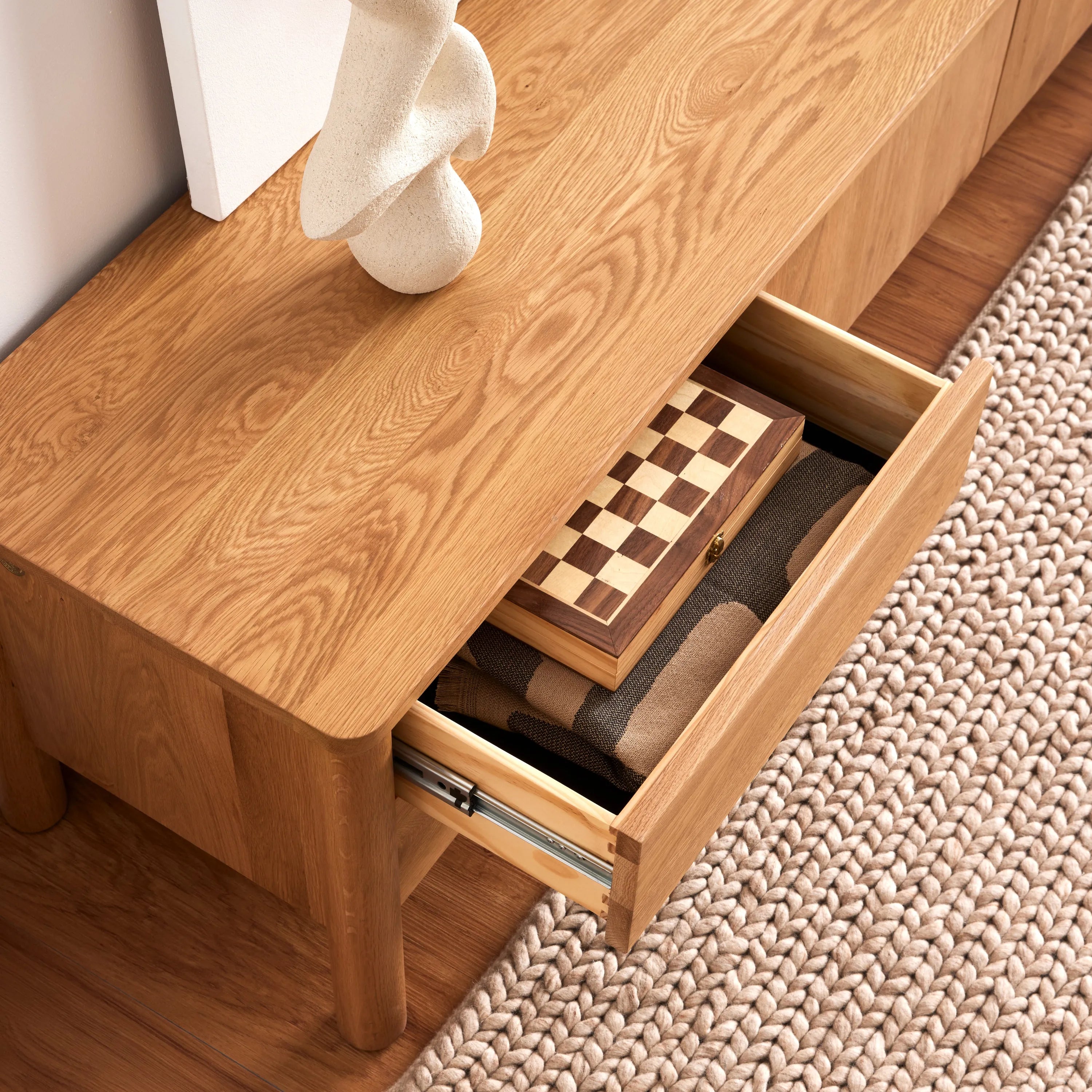 Olivia TV and Media Console 71" x 18" Solid American Oak