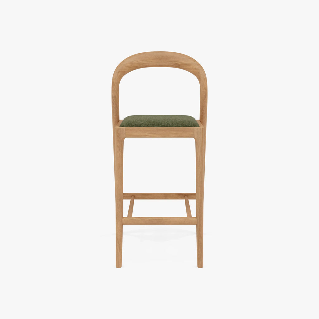 Sara Counter Stool Aloe Green Fabric Solid American Oak