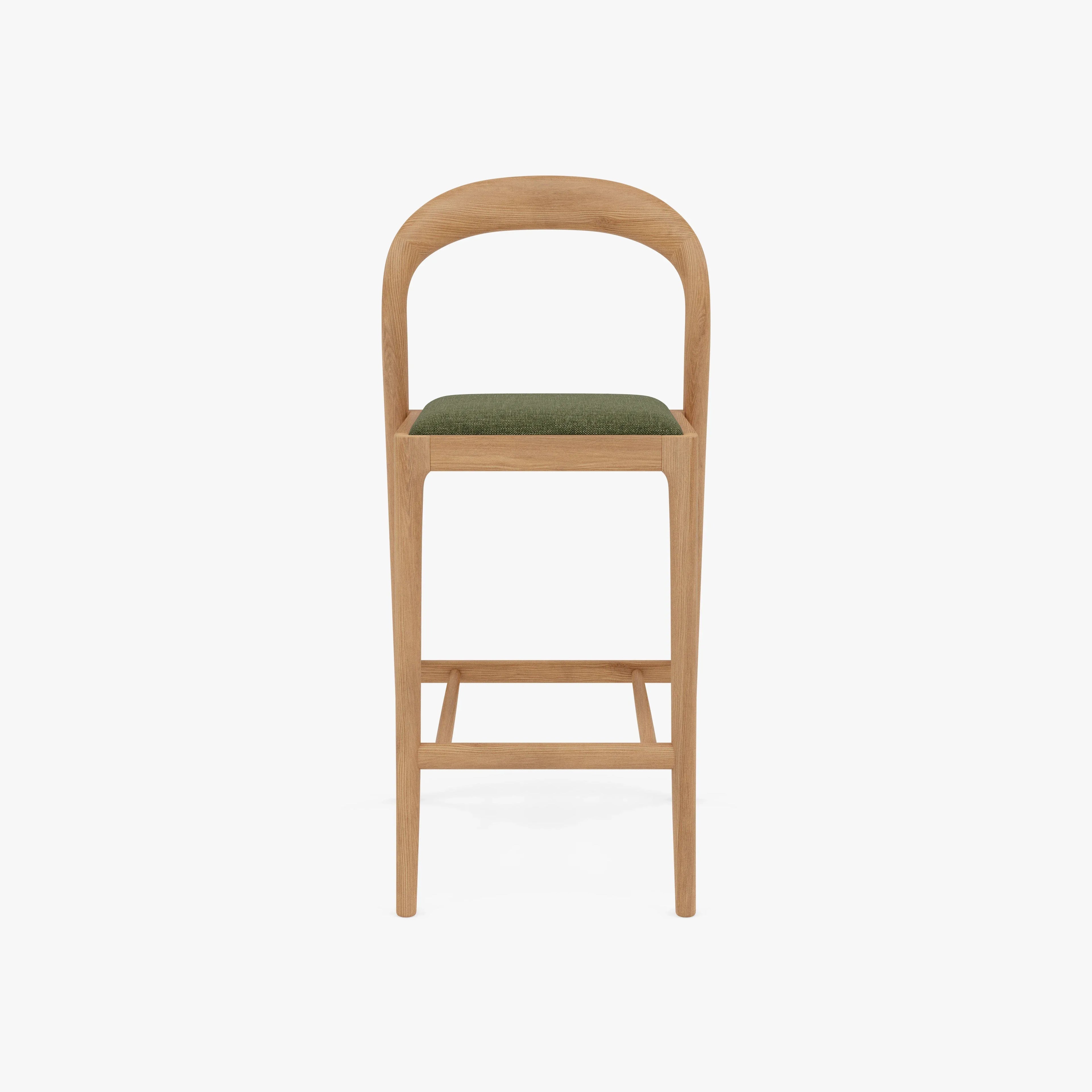 Sara Counter Stool Aloe Green Fabric Solid American Oak