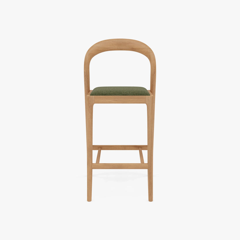 Sara Counter Stool Aloe Green Fabric Solid American Oak