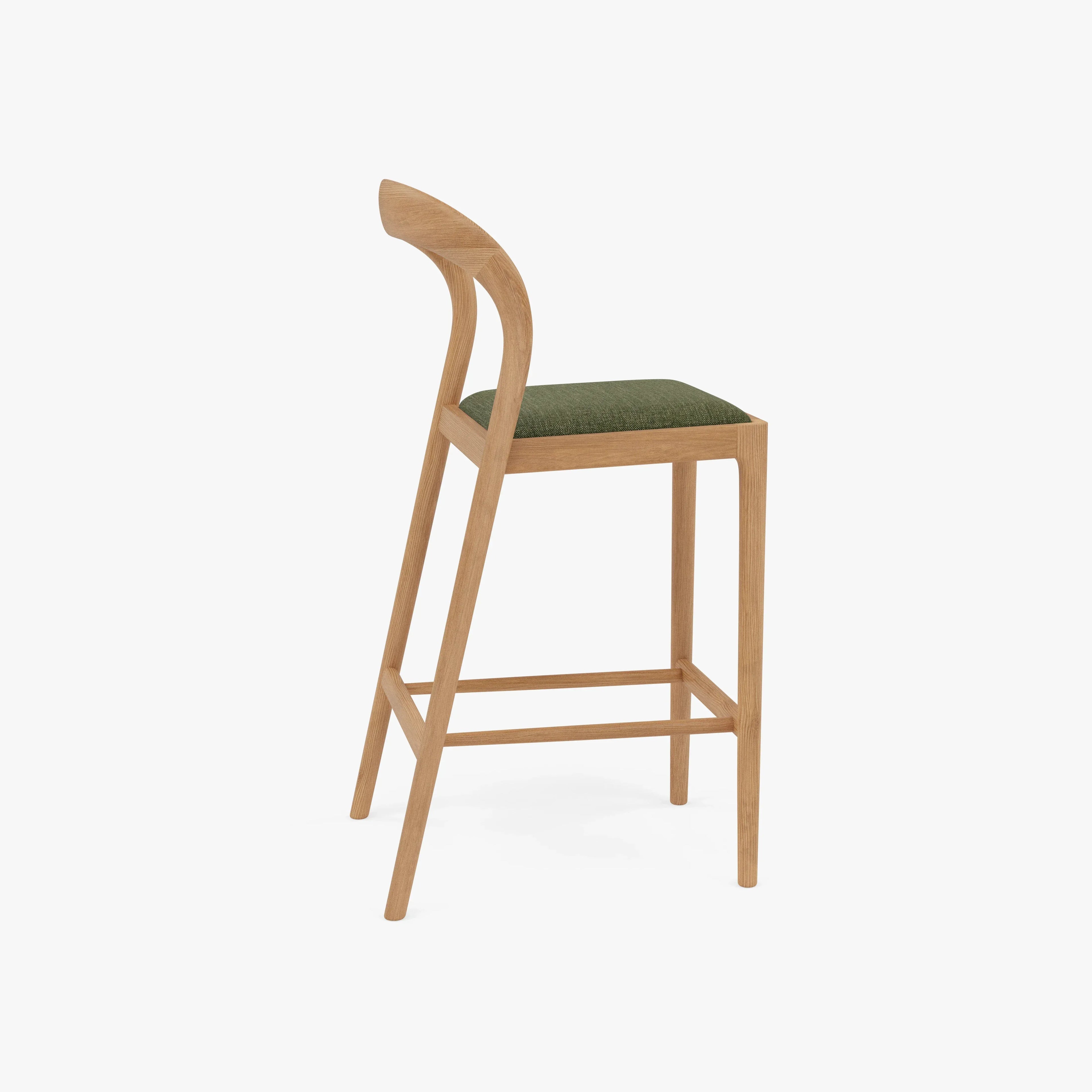 Sara Counter Stool Aloe Green Fabric Solid American Oak