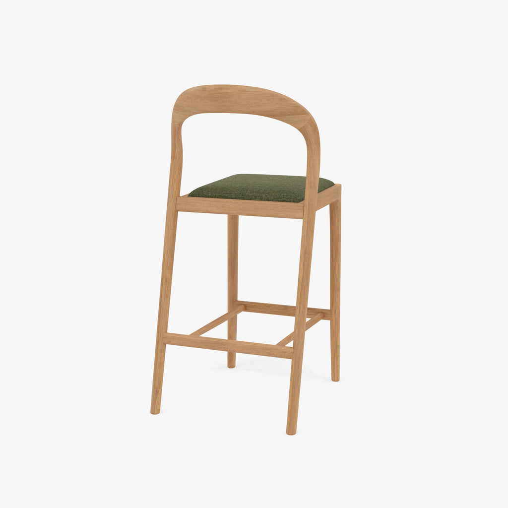 Sara Counter Stool Aloe Green Fabric Solid American Oak