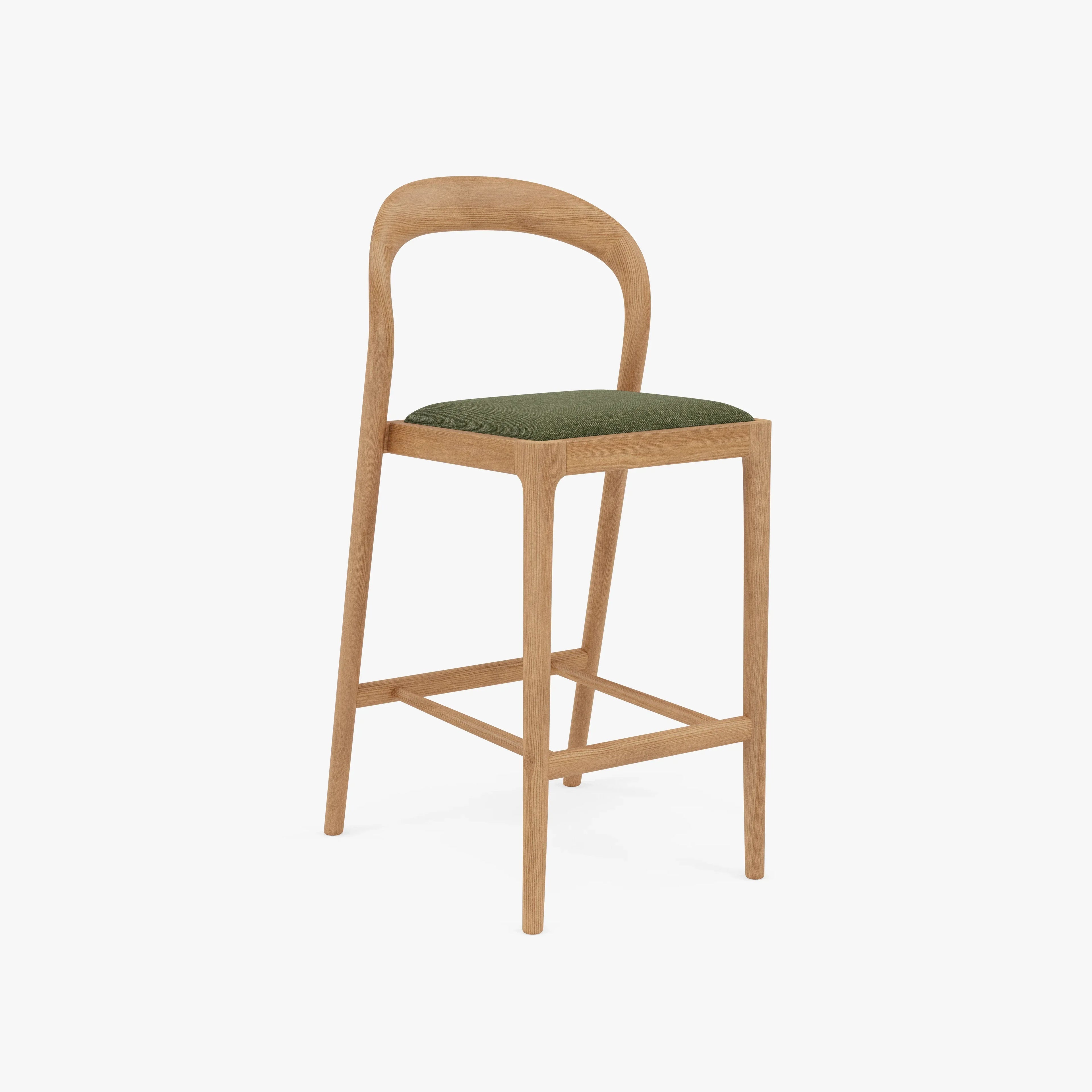 Sara Counter Stool Aloe Green Fabric Solid American Oak